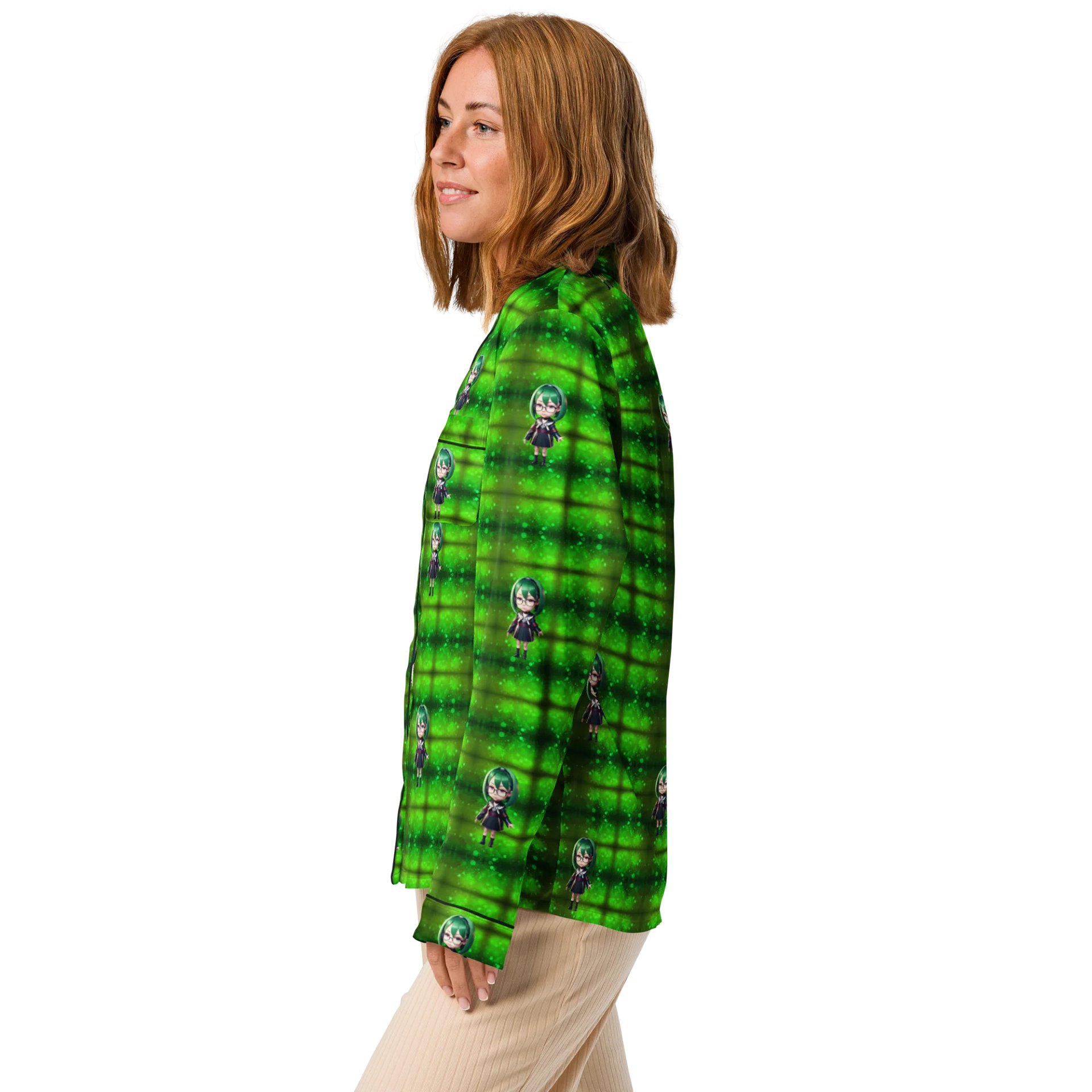 (Green CHIBI) K Women's Long Sleeve Pajama Top product image (4)