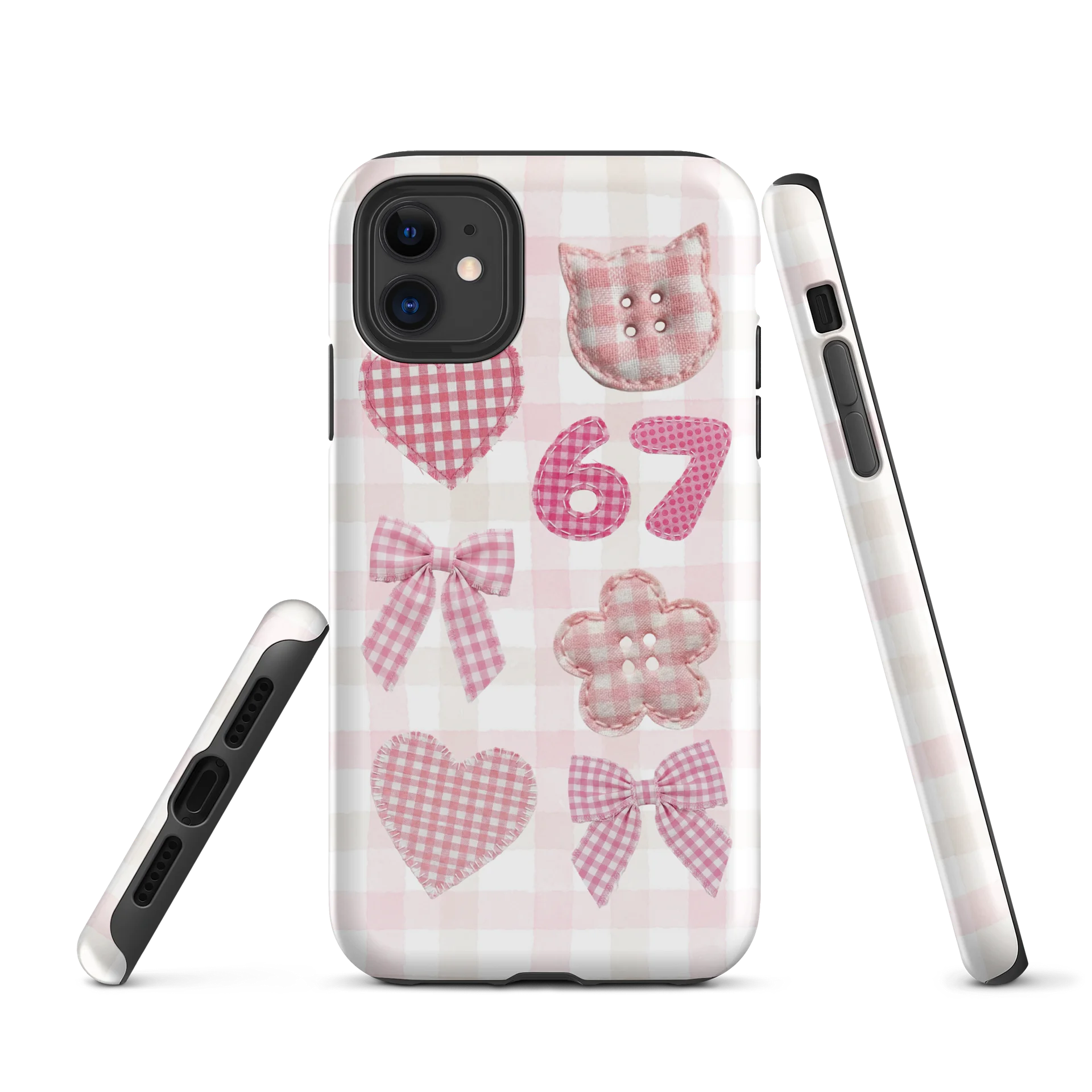 Pink Coquette Heart Bow Soft Charm Phone Case product image (1)