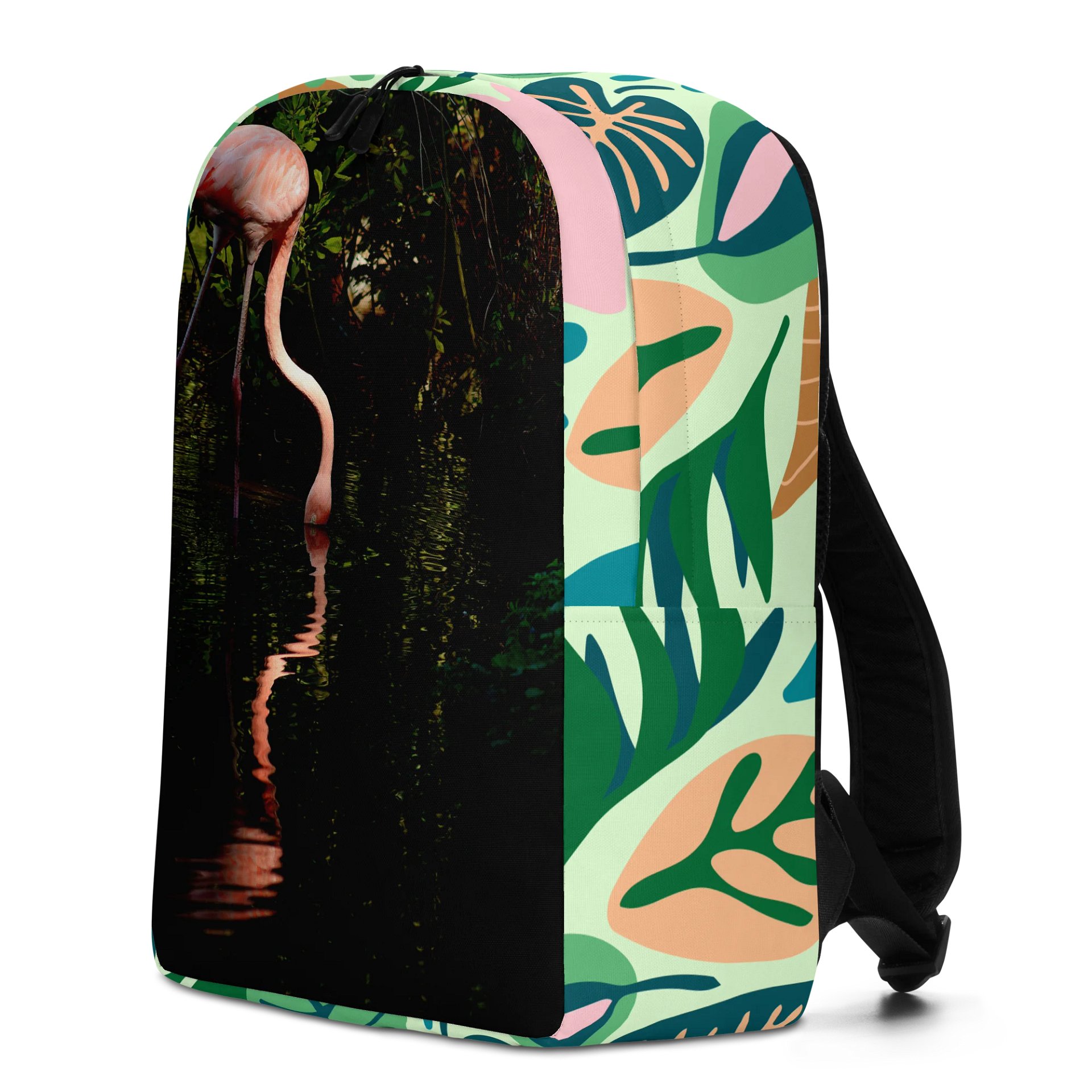 Design-backpack - Flamingo waterreflection (Green Design) product image (4)