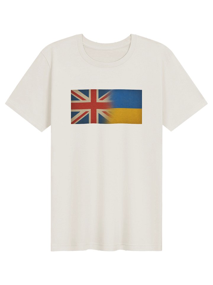 Woman Comfort T-shirt Support Ukraine-United Kingdom Flags, retro white product image (1)