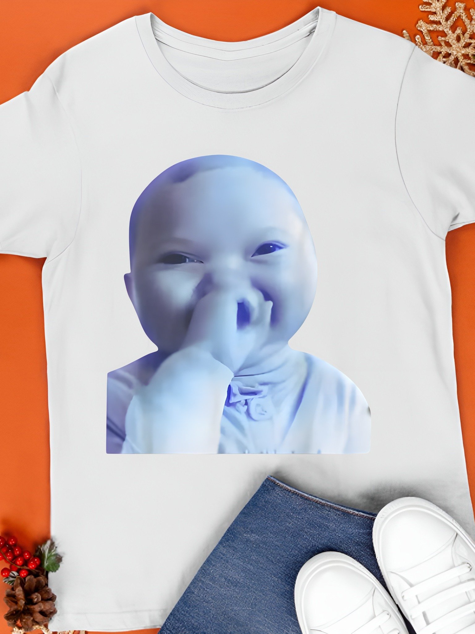 AI Baby Holding Laugh Meme Shirt product image (1)