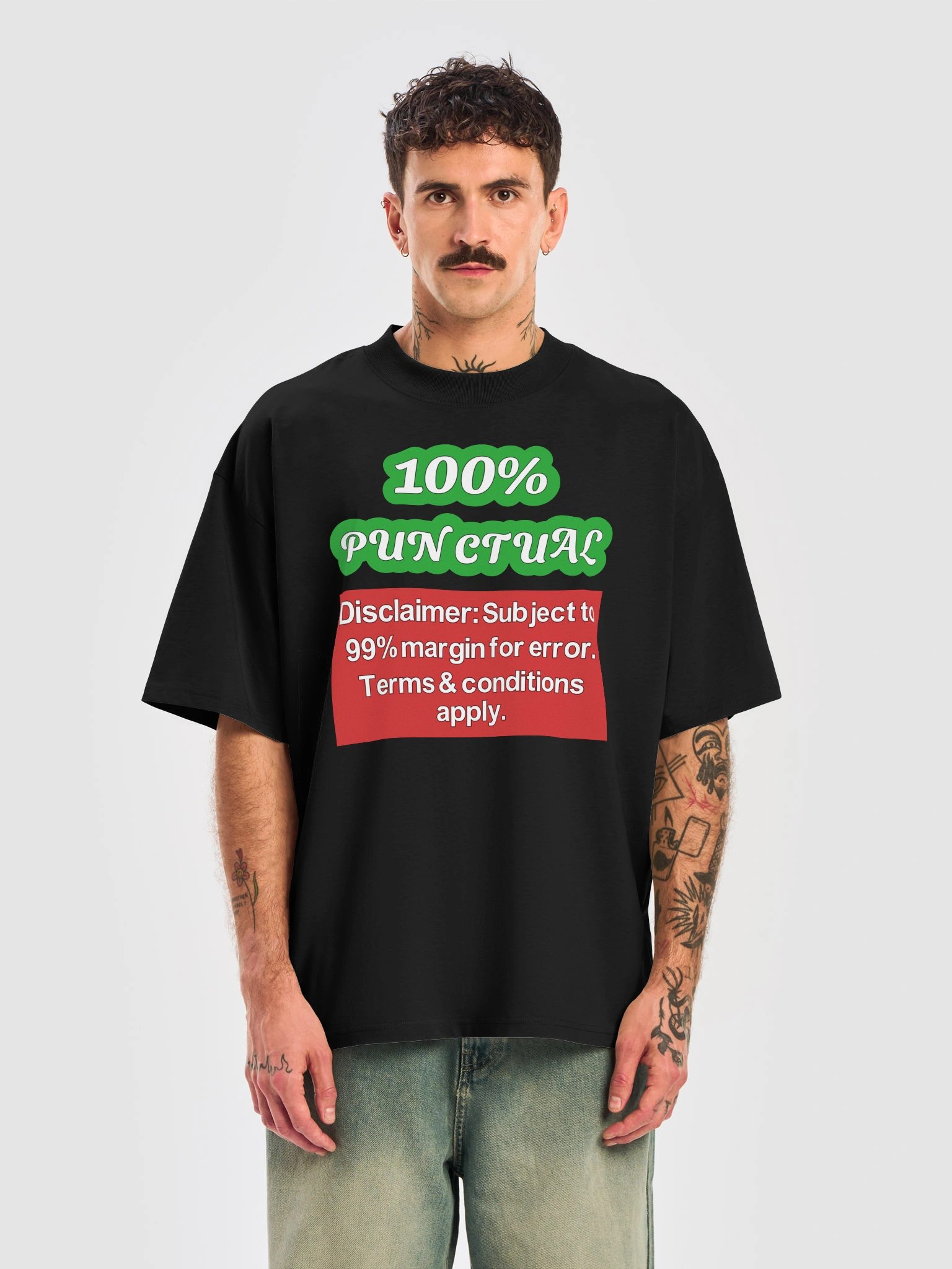 Always Punctual Witty Humour Unisex Organic Cotton Oversized Graphic T-shirt product image (2)