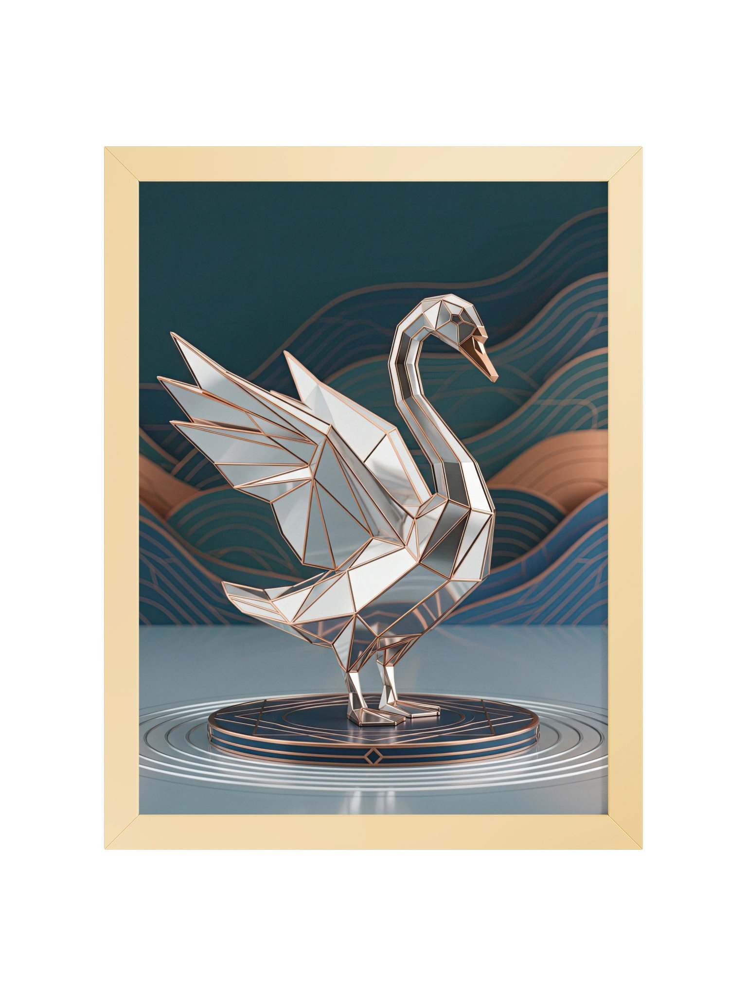 Geometric Metallic Swan Framed Poster - Neo-Deco Wall Art product image (15)