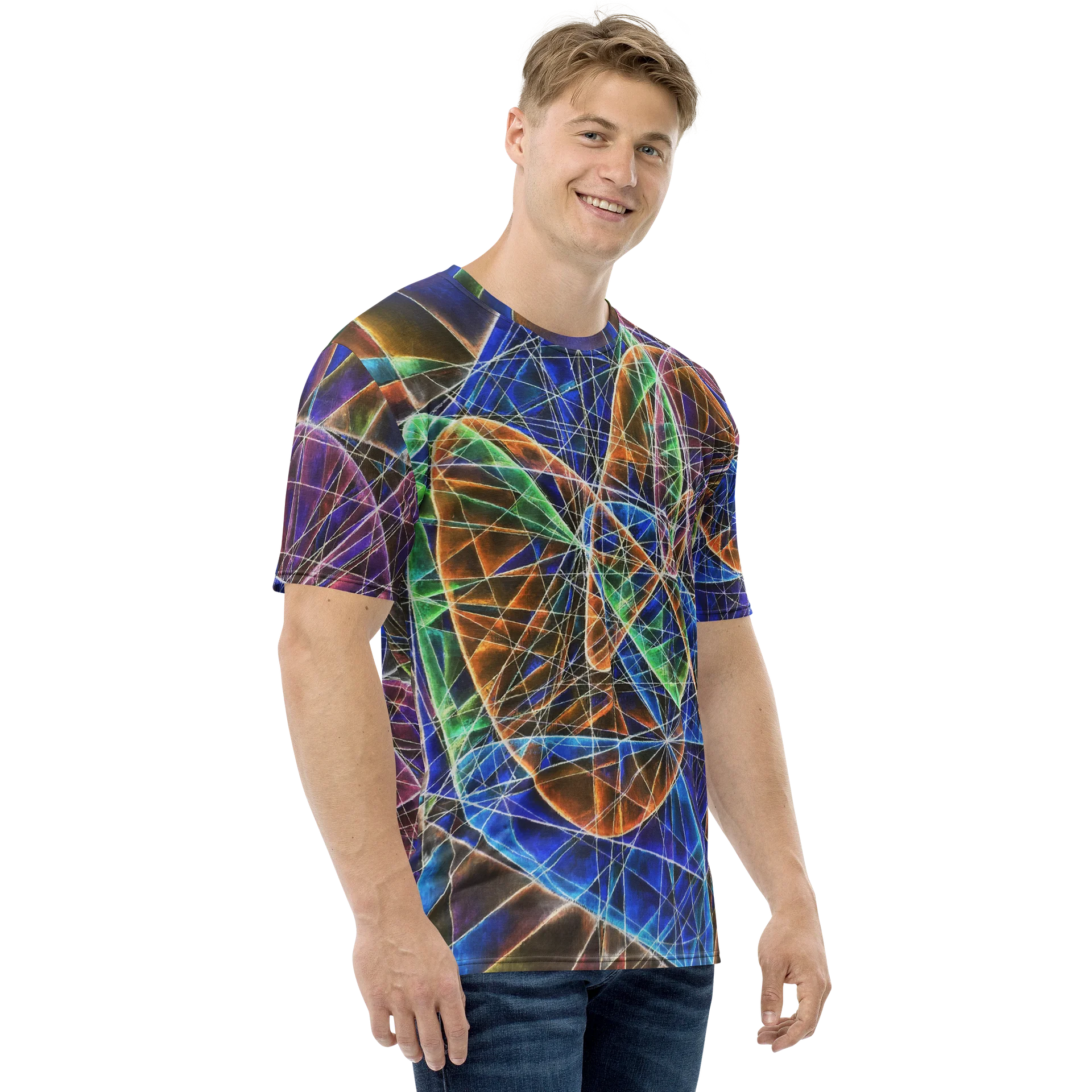Lissajous Trilogy - Geometric Negative Art Men's Crew Neck T-Shirt product image (6)