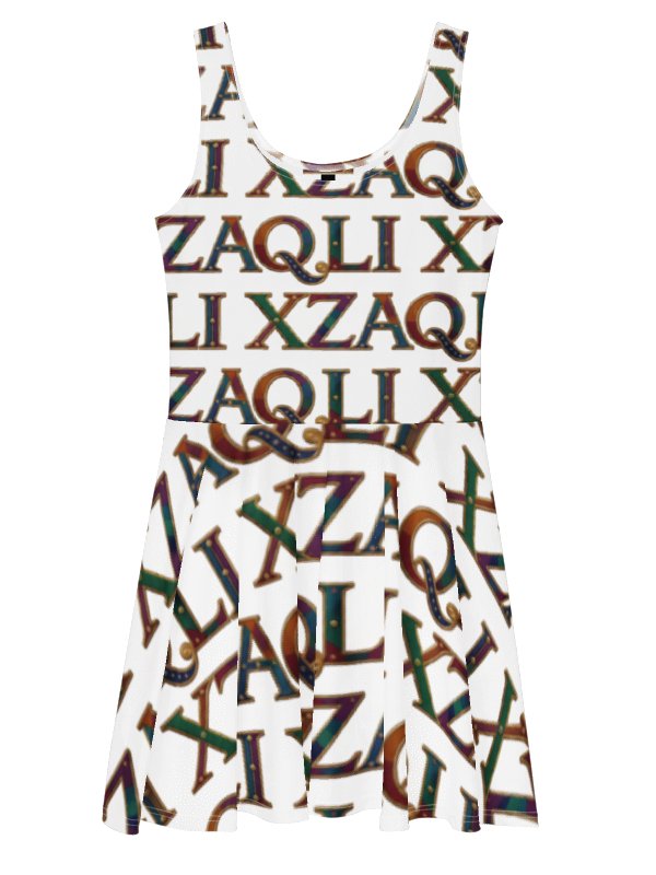 XZAQLI Ivory Monogram Skater Dress product image (1)