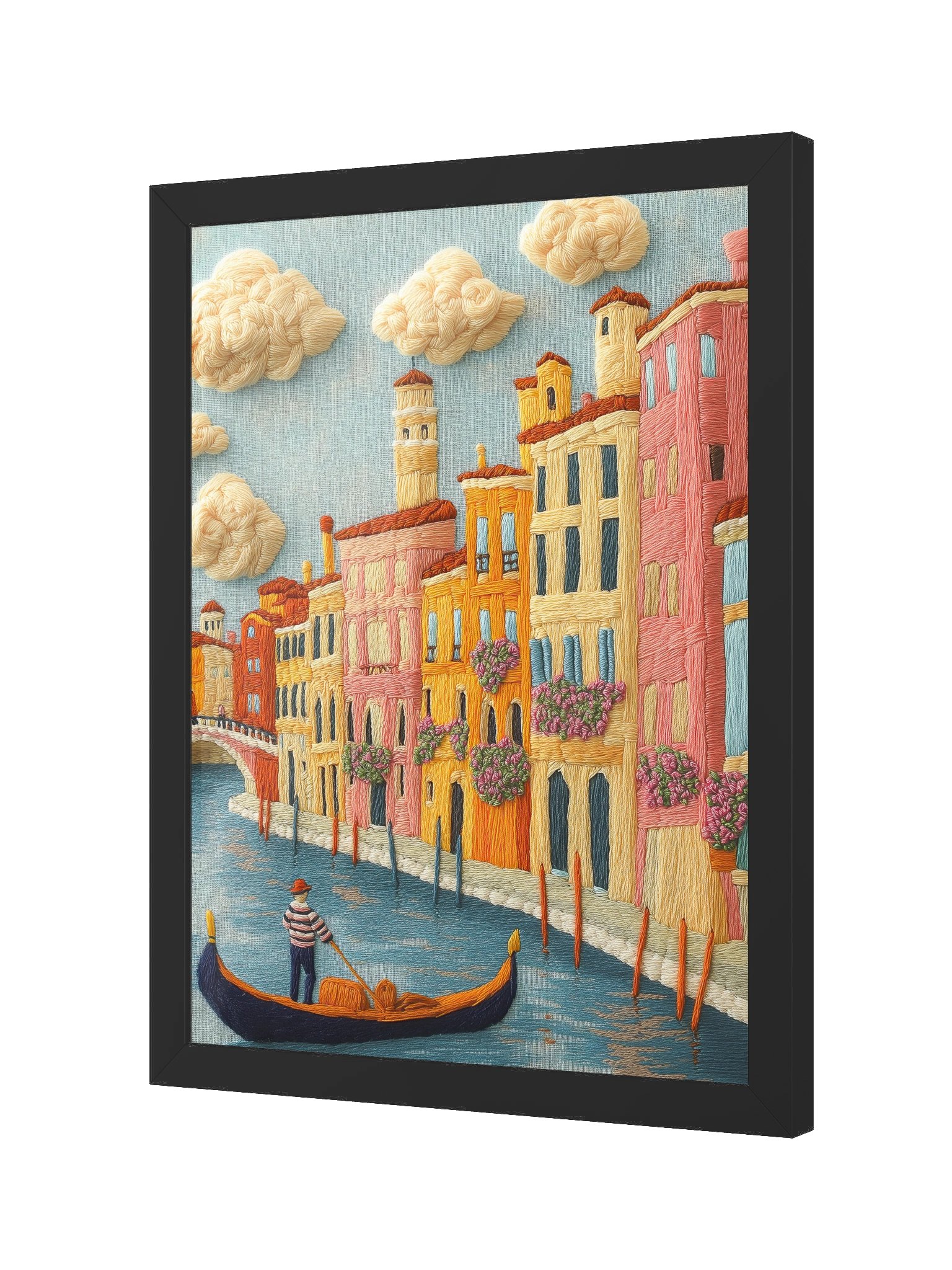 A Little Venice Memory | Embroidery-Style Wall Art — Framed Print product image (18)