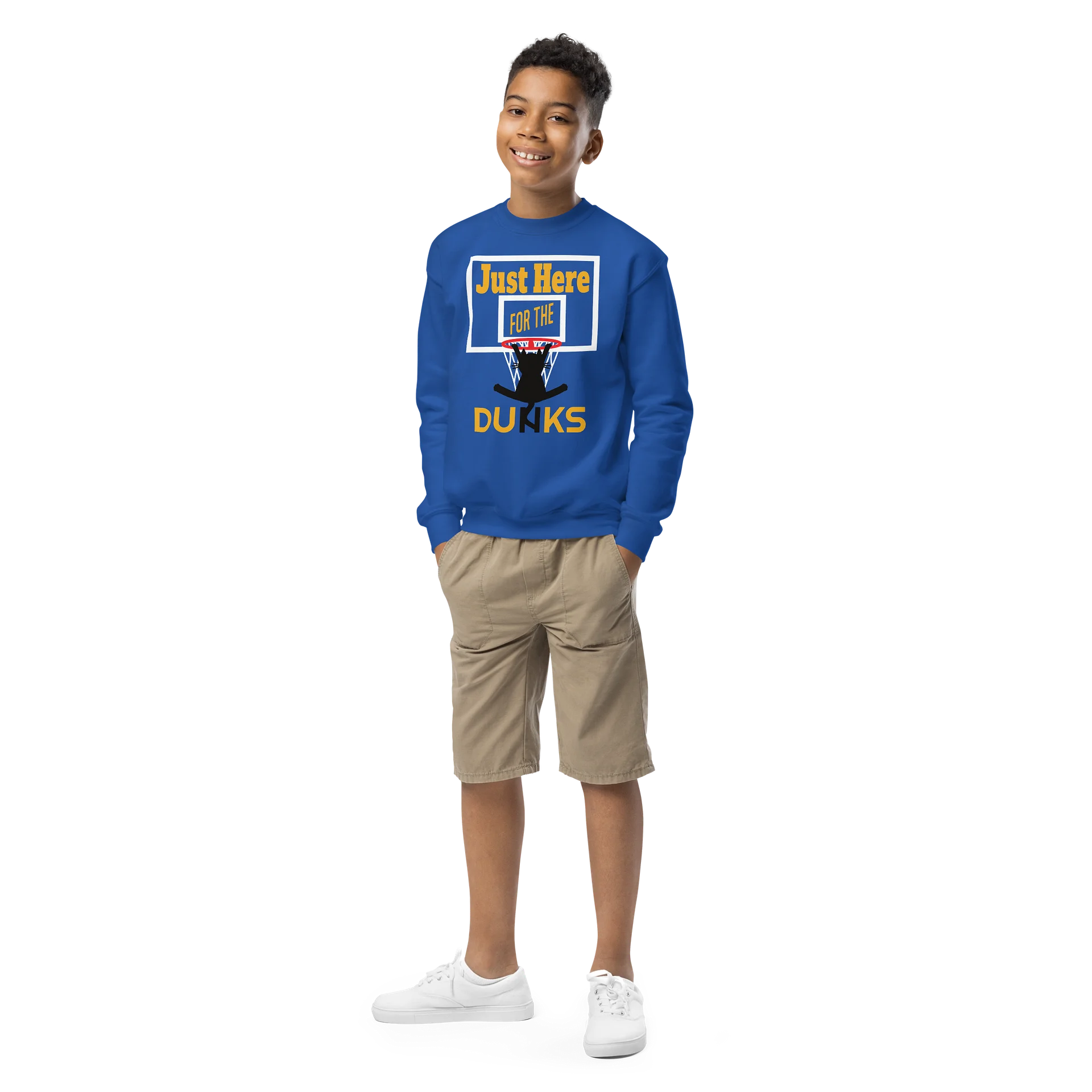 Basketball Cat (Just Here for the DUNKS) - Unisex Youth Sweatshirt product image (2)