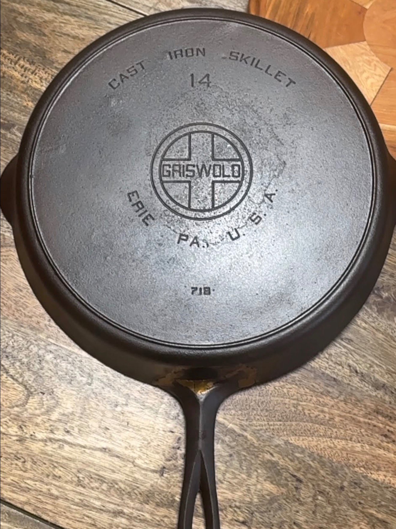 REPAIRED Griswold No. 14 Large Logo Skillet LBL with Heat Ring product image (1)