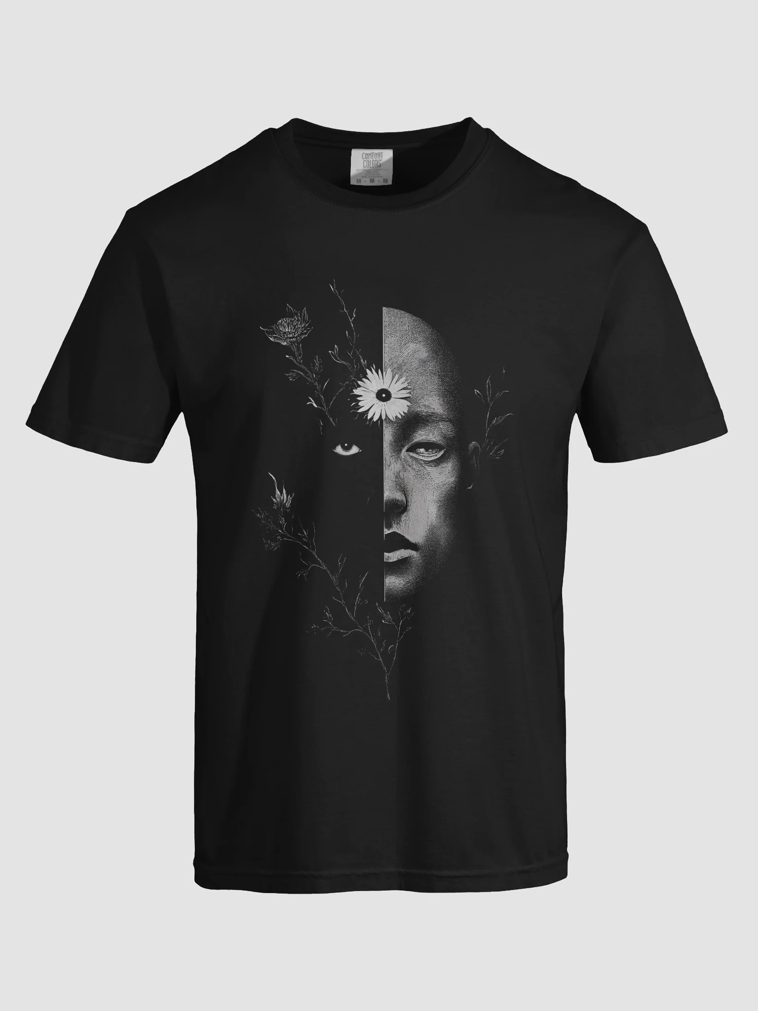 Split Shadow Face Black Short-Sleeve Graphic T-Shirt product image (7)