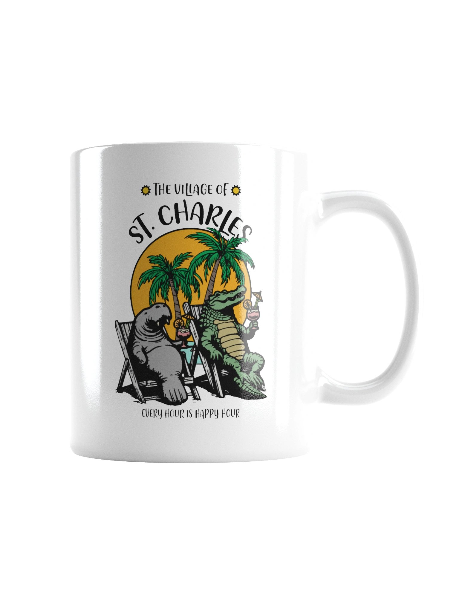The Village of St Charles TV Florida USA Fun Manatee Alligator Design Coffee Mug product image (4)