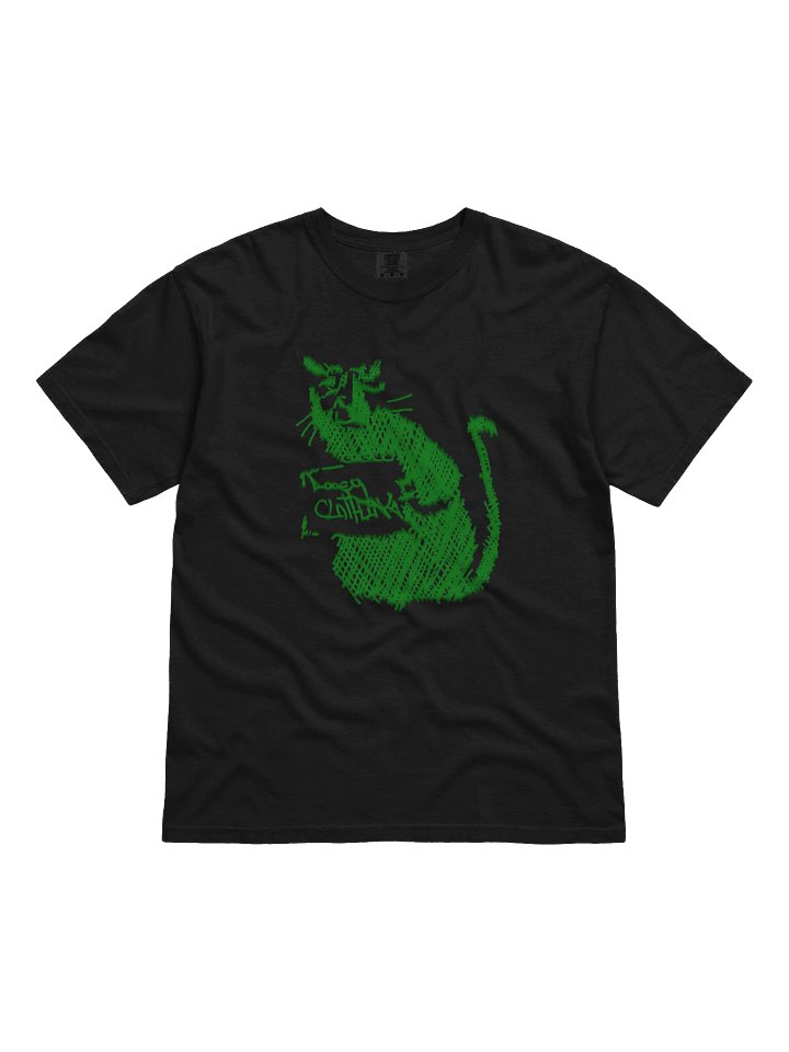 Whimsical Green Cat Sketch T-Shirt product image (1)