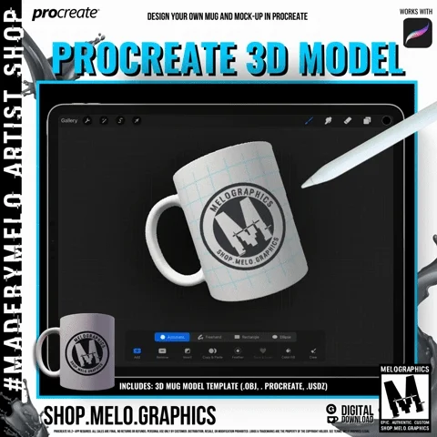 Procreate 3D Model: Ceramic Mug | #MadeByMELO product image (2)