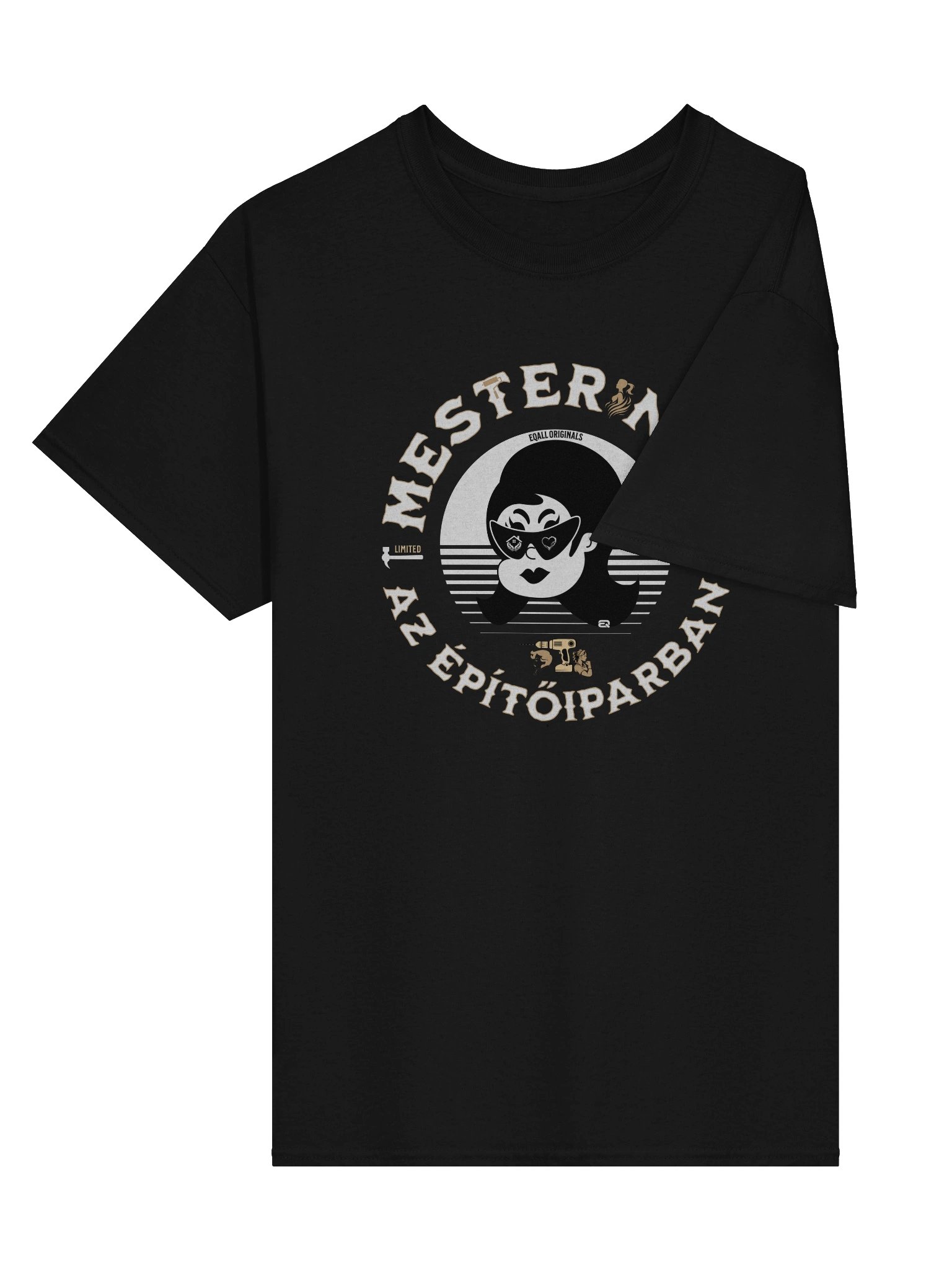 Laza Mesternő Retro Vibe_Unisex 100% Pamut Gildan Dizájn_EQALL.hu® Originals_Fek - Feh / Bézs product image (4)