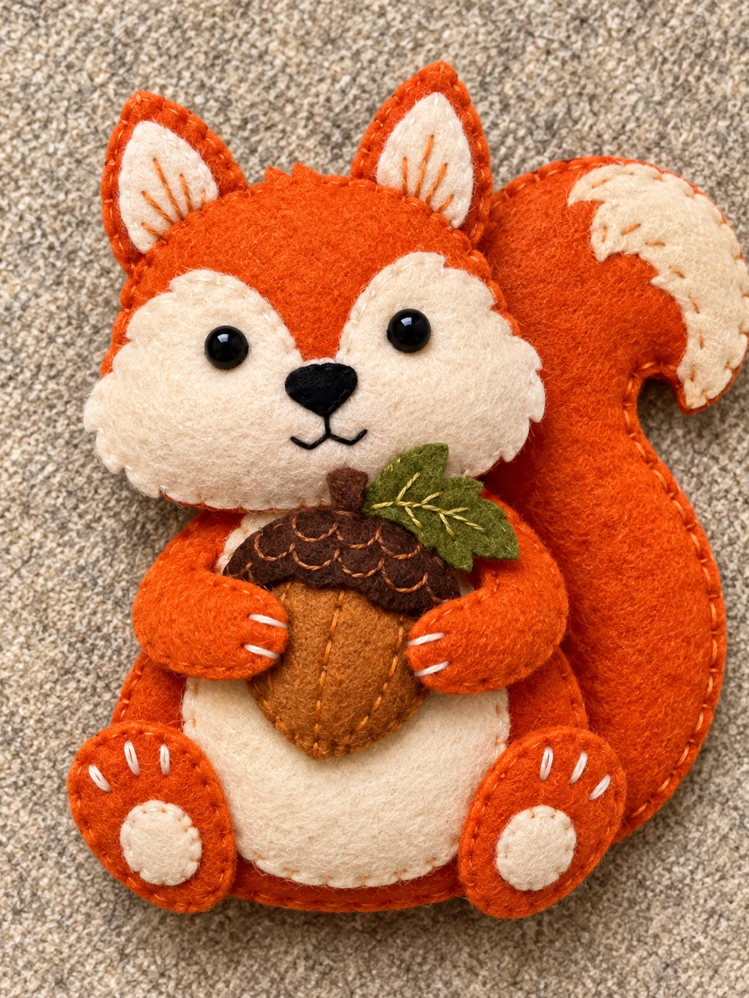 Handmade Felt Squirrel with Acorn – Woodland Animal Decor product image (1)