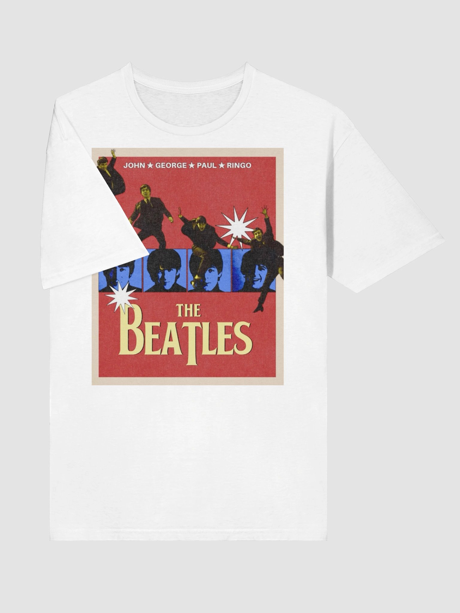The Beatles Pop Art T-Shirt | Vintage Red & Blue Rock Band Poster Graphic Tee product image (5)