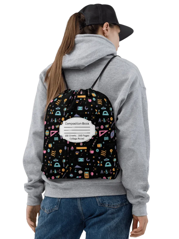 Chalkboard Chic Composition Inspired Essential Gym Drawstring Bag product image (1)