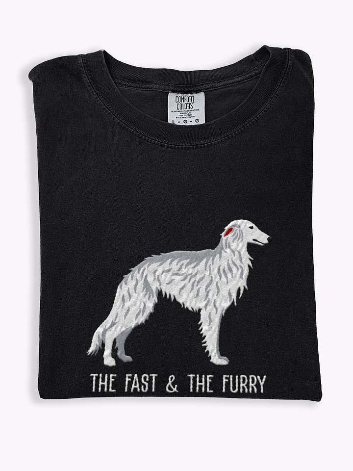 The Fast & The Furry T-Shirt(Embroidered) of a Silken Windhound(White) product image (1)
