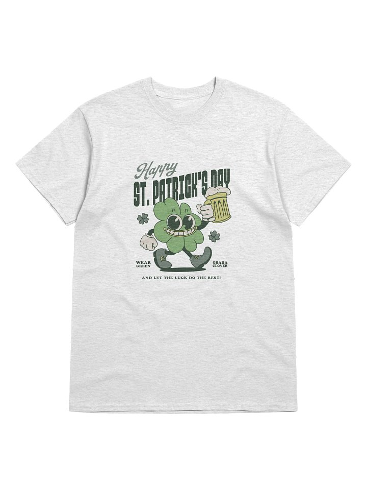 Happy St. Patrick’s Day T-Shirt | Retro Cartoon Clover Beer Drinking Shirt product image (1)