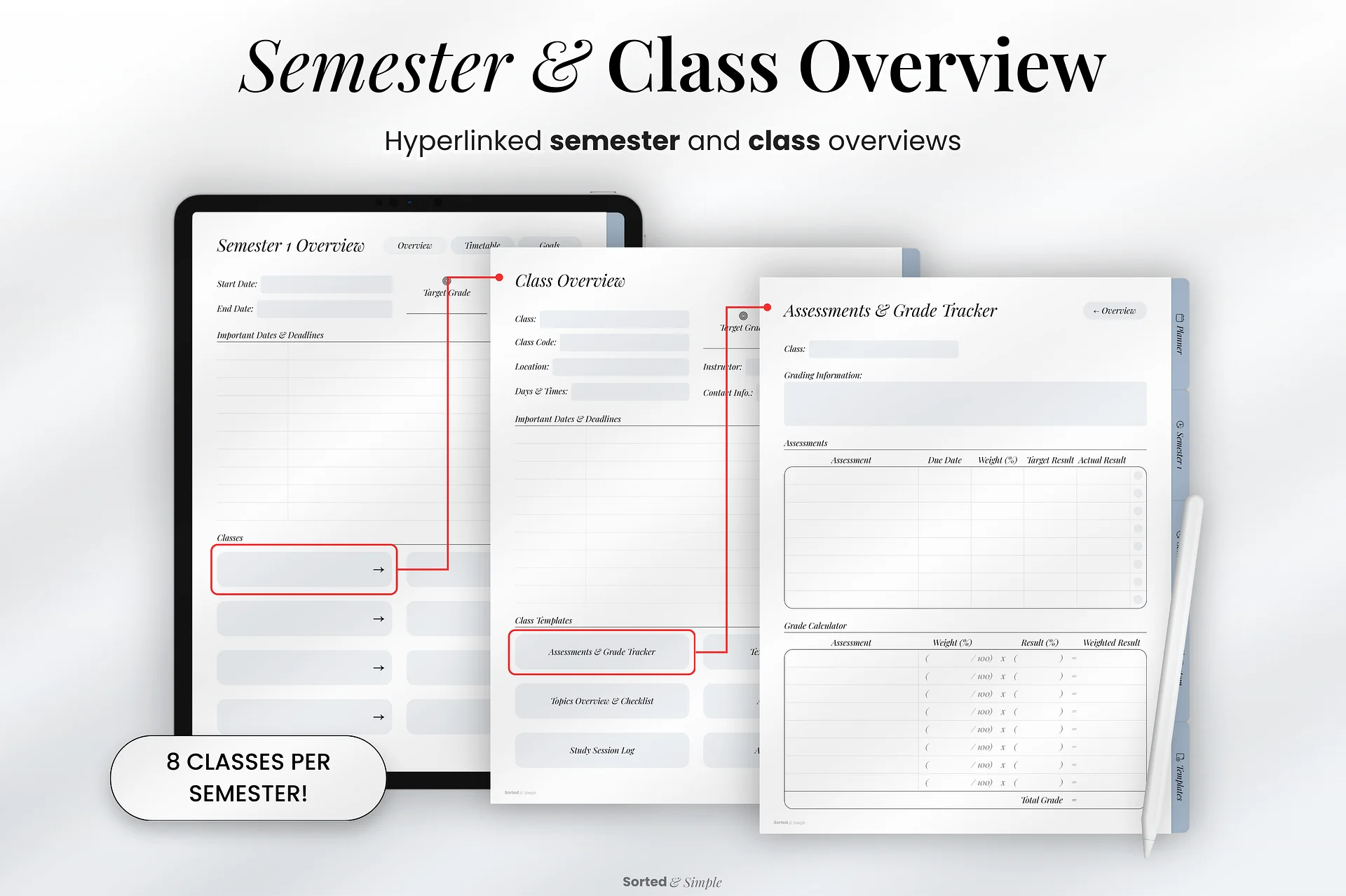 2026/2027 Mid-Year Student Digital Planner Portrait - Dusty Blue product image (3)
