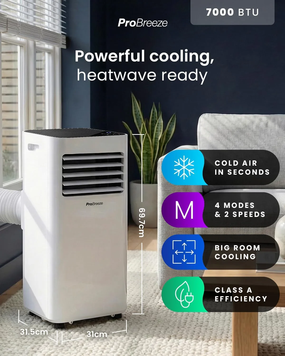 7000 BTU Portable Air Conditioner with Dehumidifier, Sleep Mode & Remote Control product image (10)