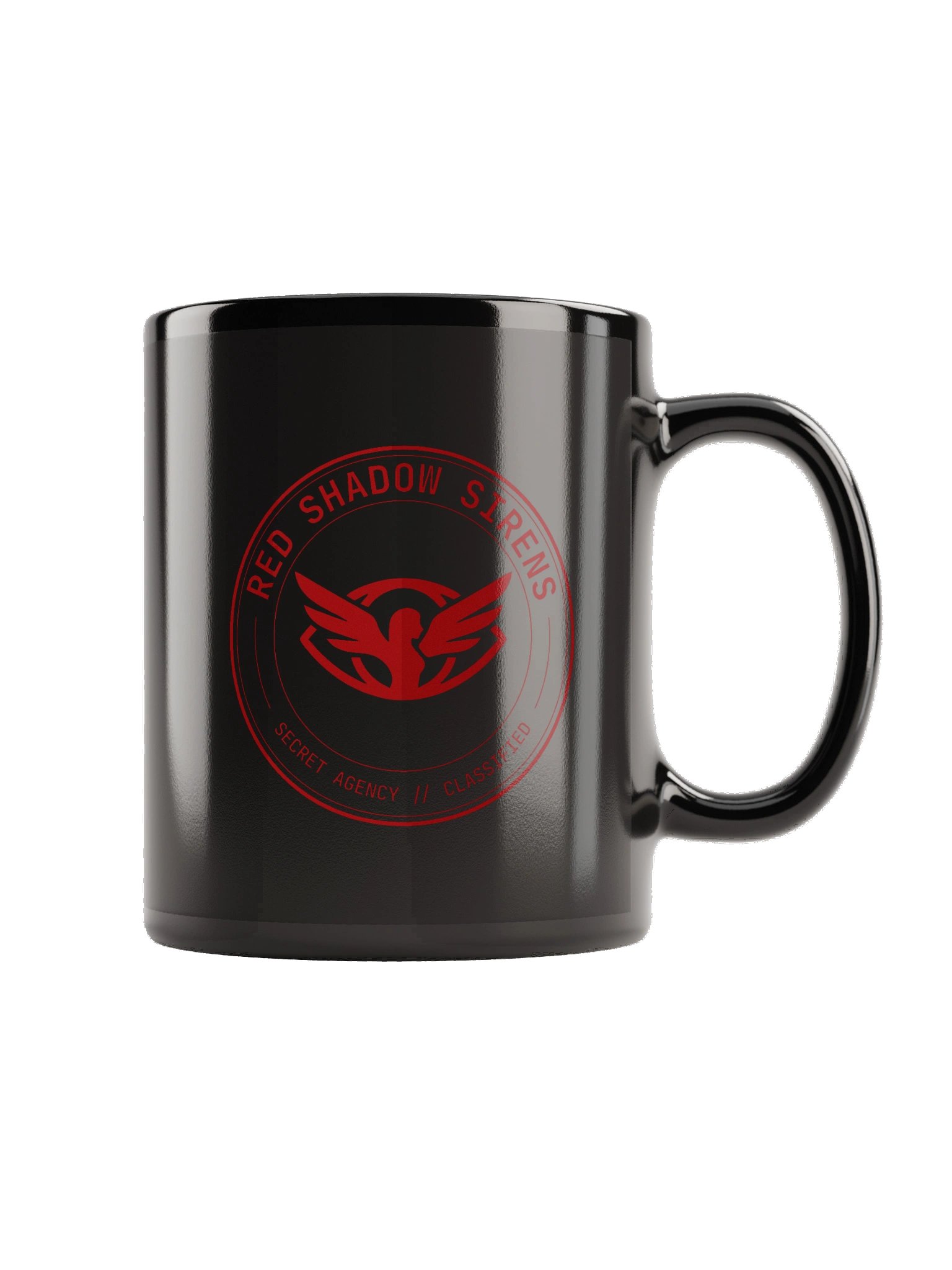 Black mug (red circular agency logo) product image (3)
