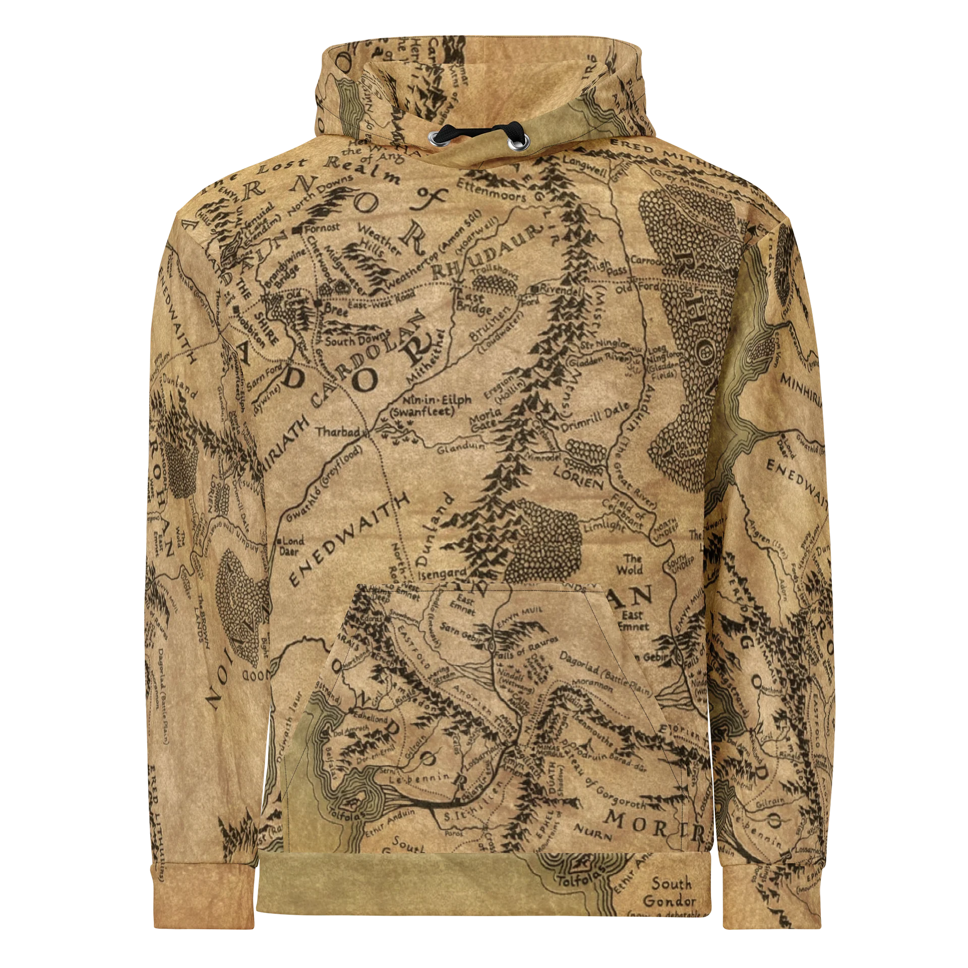 Middle-earth Map Textured Unisex Hoodie product image (1)
