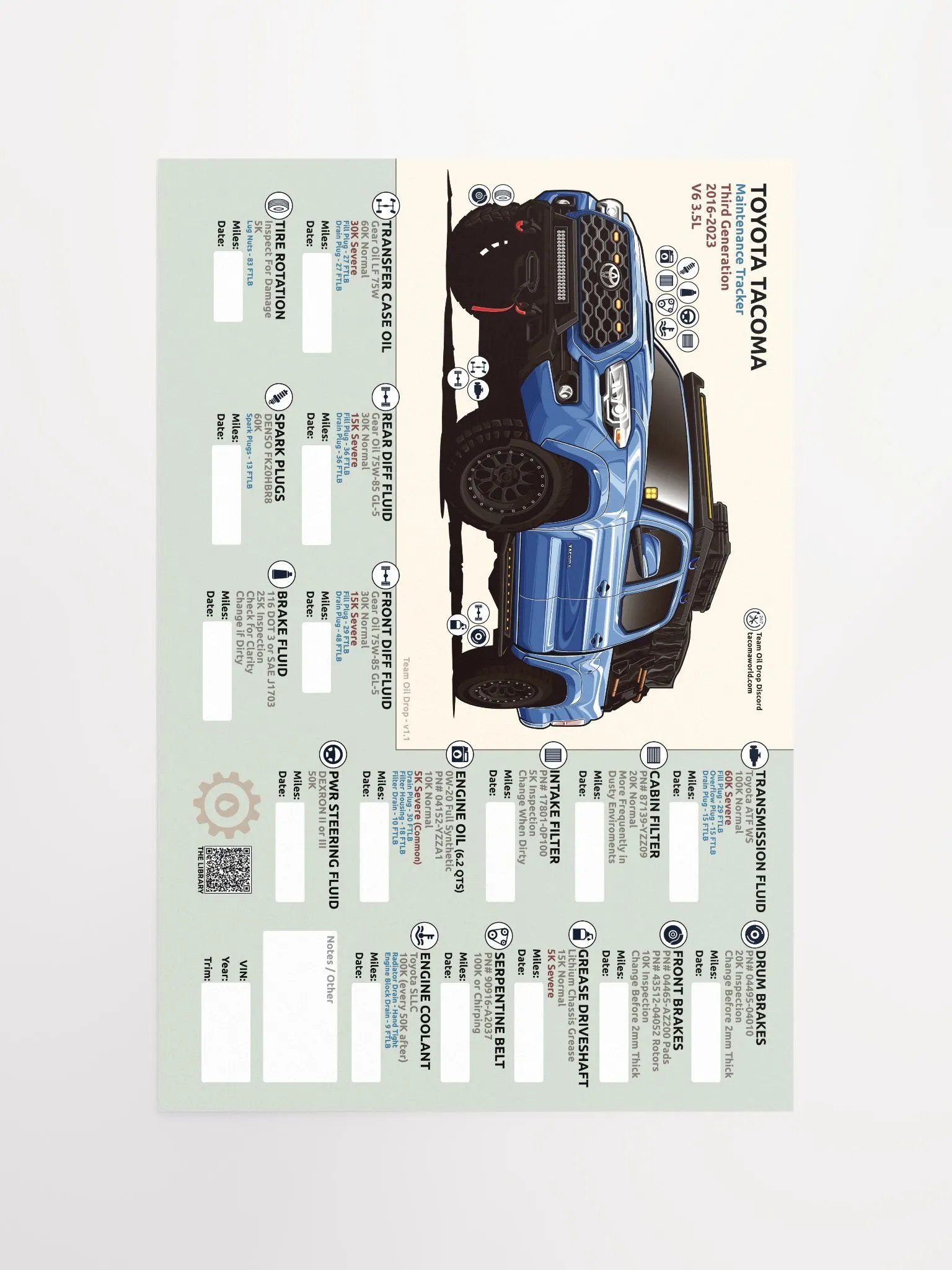 3rd Gen Maintenance Tracker v1.1 - Blue product image (5)