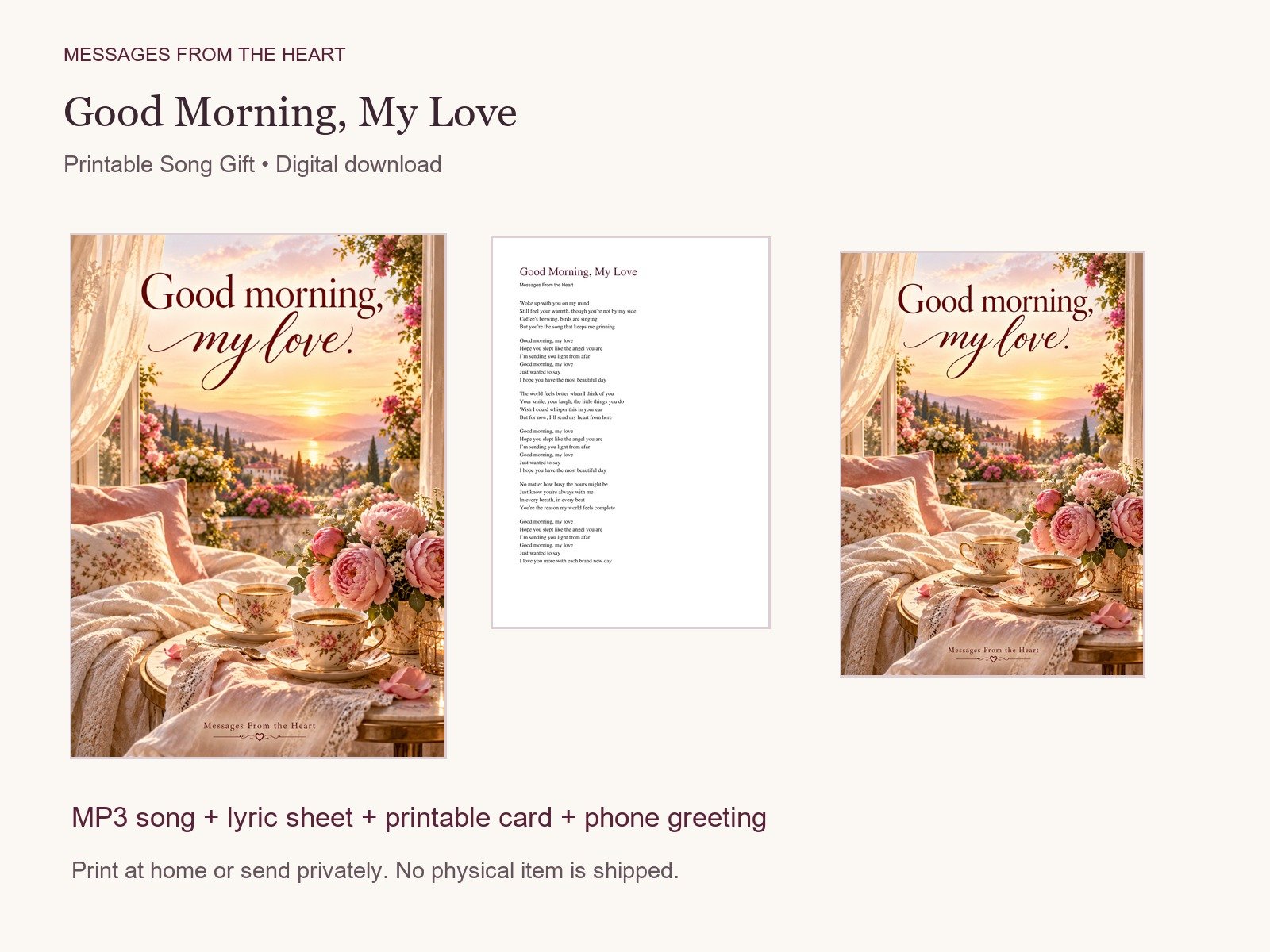 Good Morning, My Love — Printable Song Gift product image (1)