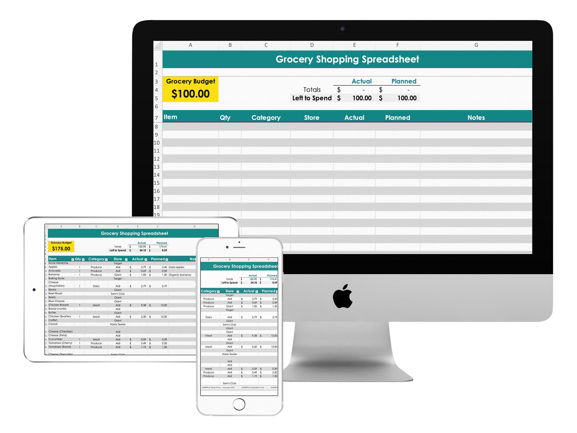 Grocery Budget & Shopping List Excel Spreadsheet Template product image (5)
