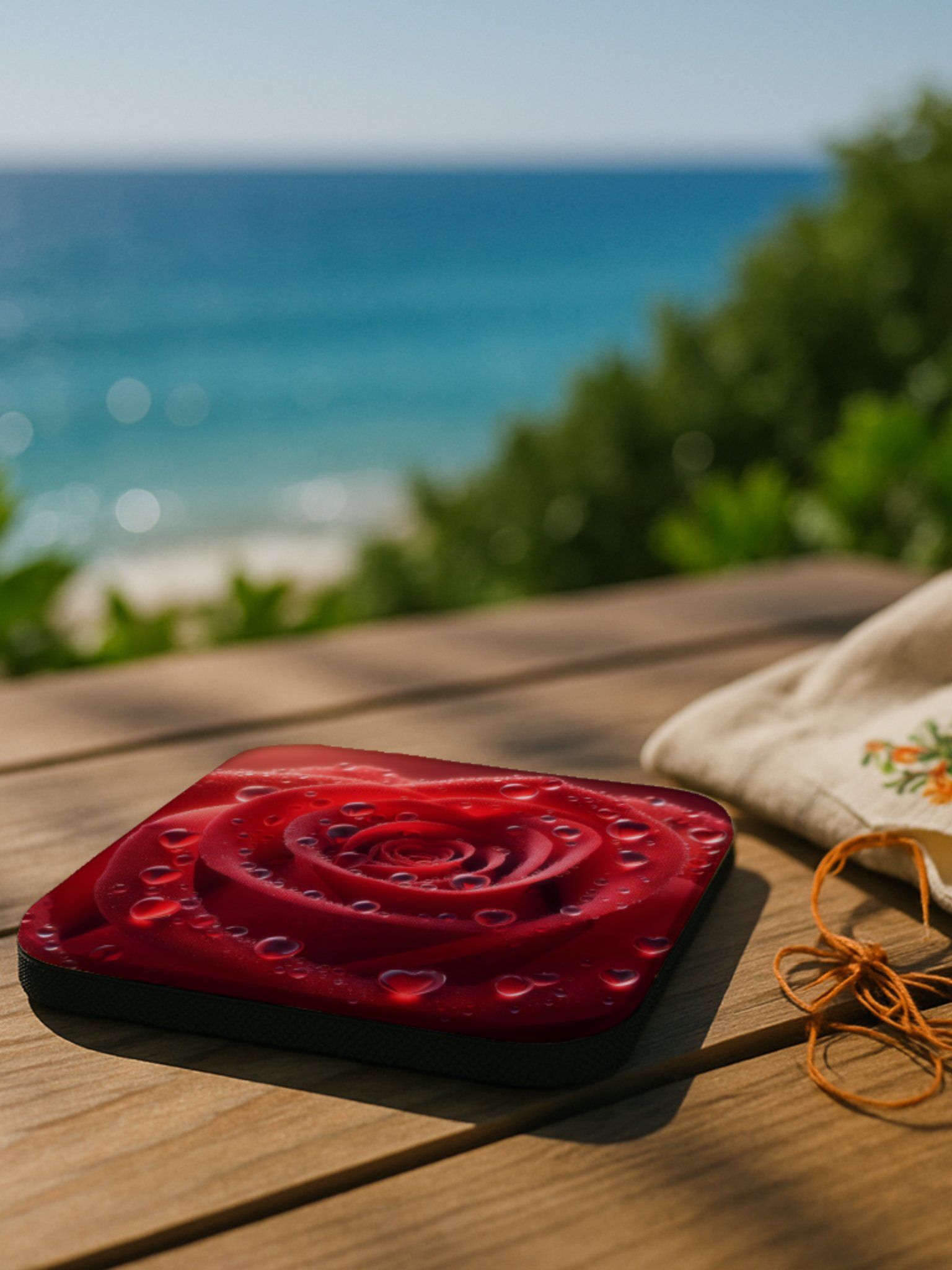 Red Rose Cork Coaster product image (2)