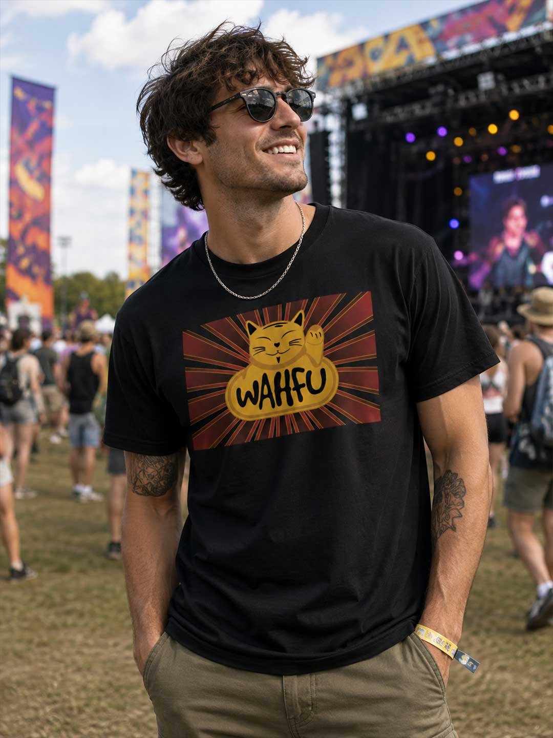 Unisex WAHFU Lucky Cat Sunburst t-shirt product image (2)