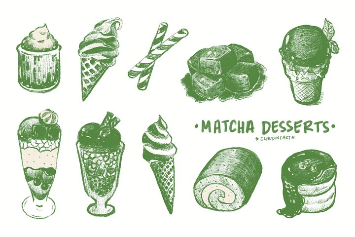 Matcha Desserts Sticker Vinyl Sheet product image (1)
