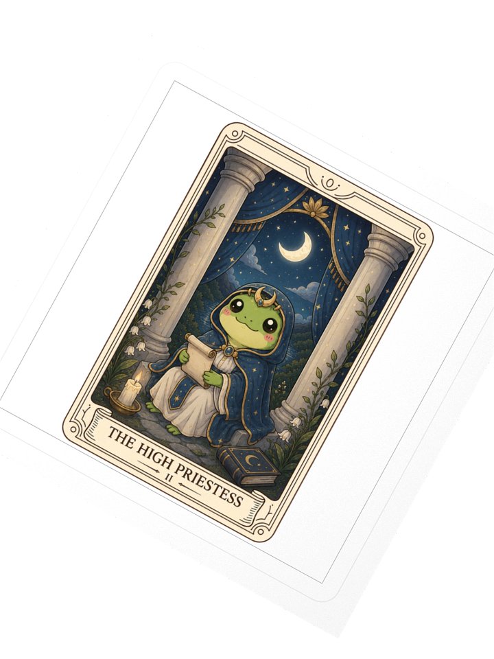 The High Priestess - Tarotoads! - Kiss-Cut Eco-Friendly Premium Custom-made Vinyl Sticker product image (6)