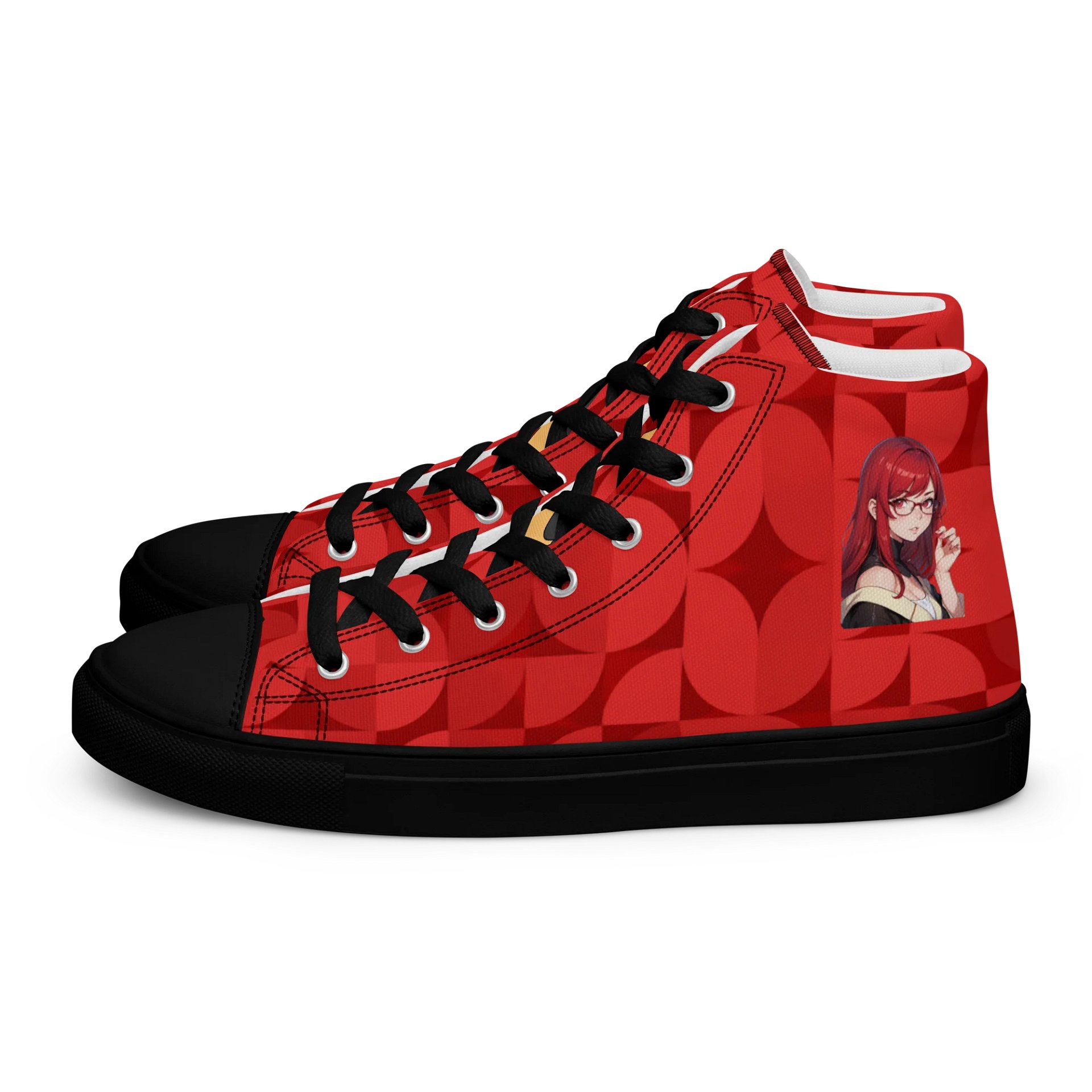 (Red WAIFU) K Women's High Top Canvas Shoes product image (1)