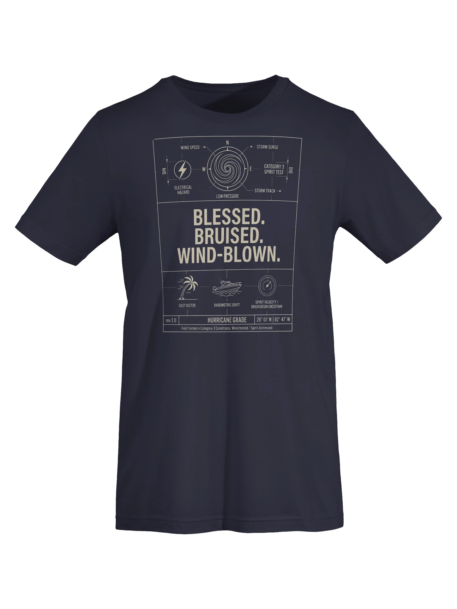 Blessed Bruised Wind-Blown Florida Hurricane Blueprint Tee product image (5)