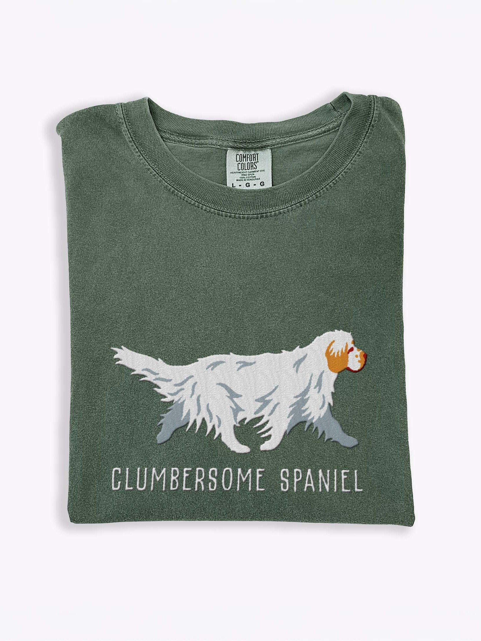 Clumbersome Spaniel T-Shirt(Embroidered) of a Clumber Spaniel(Tan & White) product image (1)