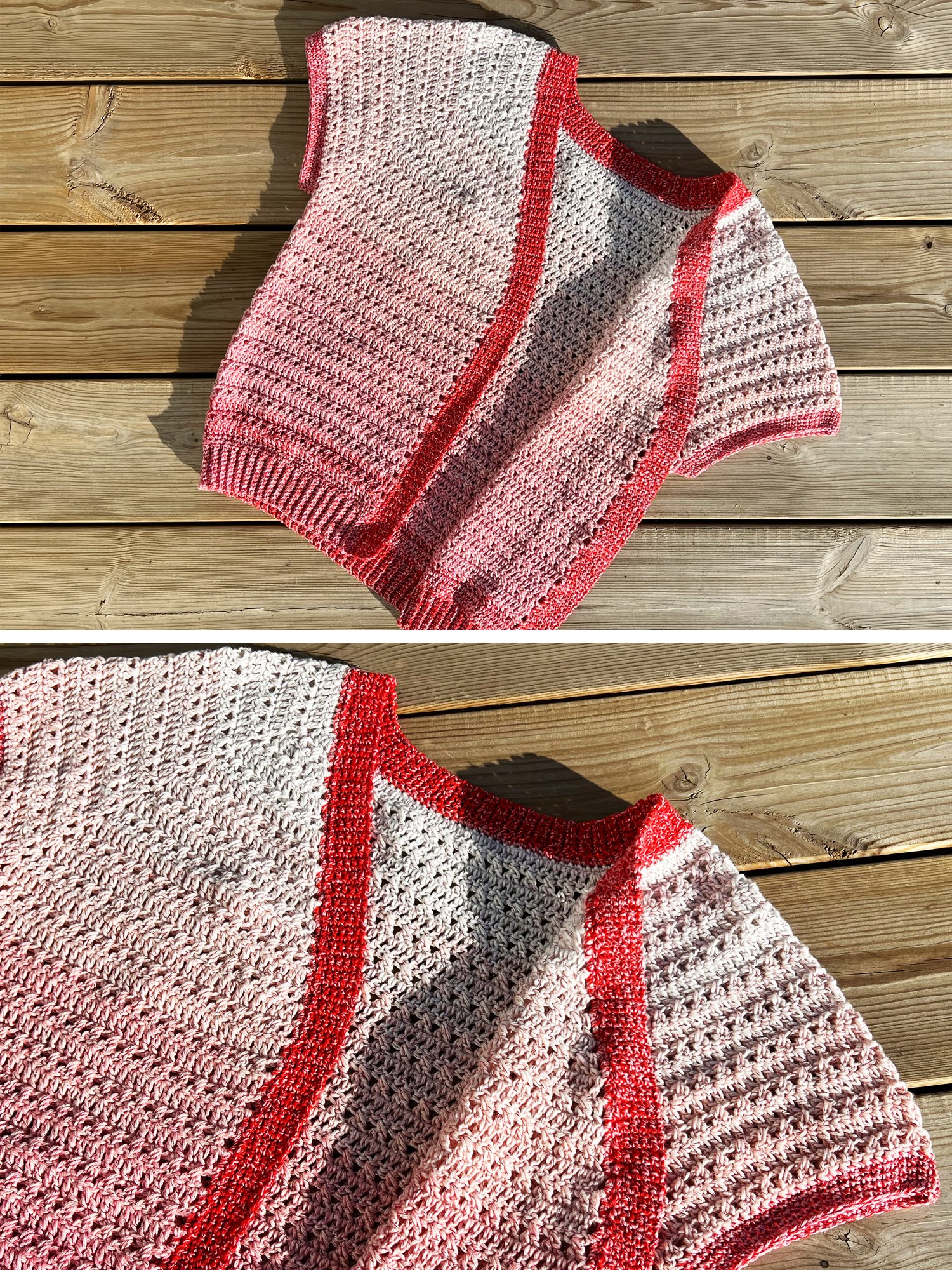 Short Sleeved Red Ombré Cross Cardigan, Size S/M product image (1)
