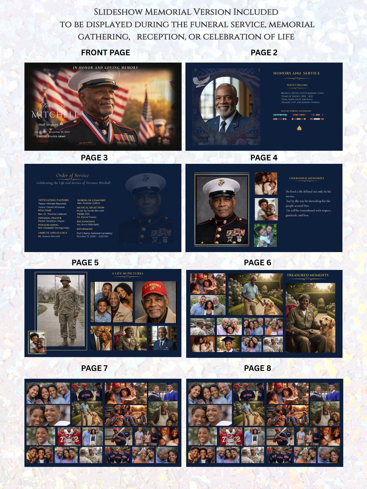 Ultimate Military Funeral Tribute Suite | 20-Page Magazine Program, Video Slideshow & Medal Guide product image (7)