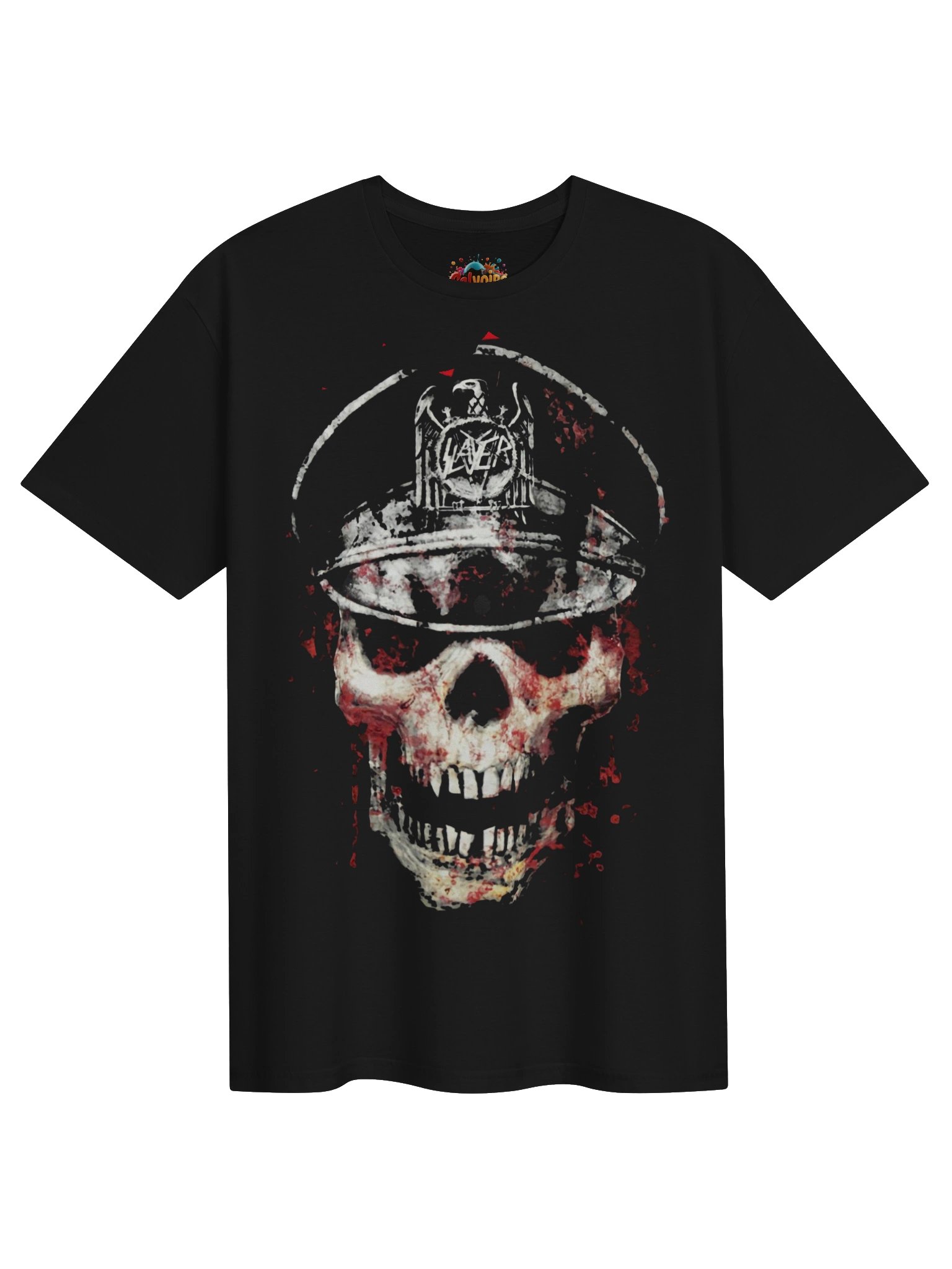 Slayer Skull T-Shirt | Reign in Blood Military Eagle Cap Blood Splatter Graphic Tee | Thrash Metal Collector Band Shirt product image (1)