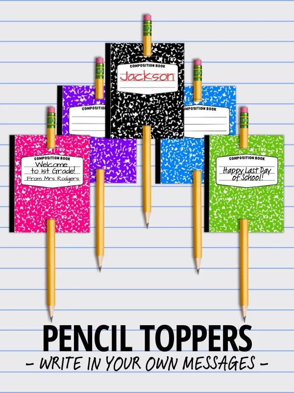 Notebook Pencil Toppers - Composition Notebook Printable product image (1)