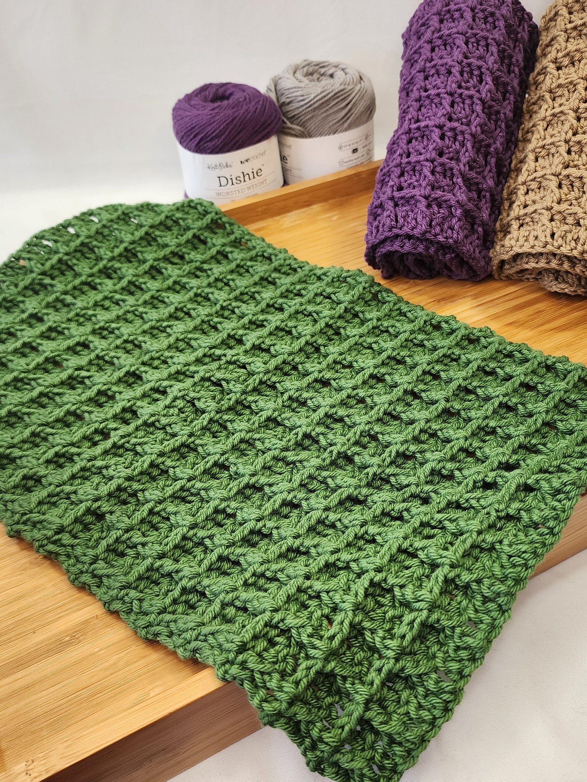 Cotton Crochet Dish Towel: Waffle Stitch Kitchen Decor product image (1)