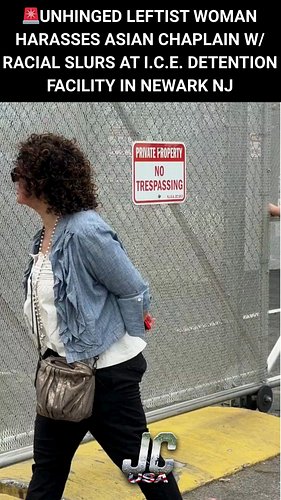 🚨 GROSS - An Unhinged Leftist Woman HARASSED an Asian Chaplain with RACIAL SLURS at the I.C.E. Detention Facility today in Ne...