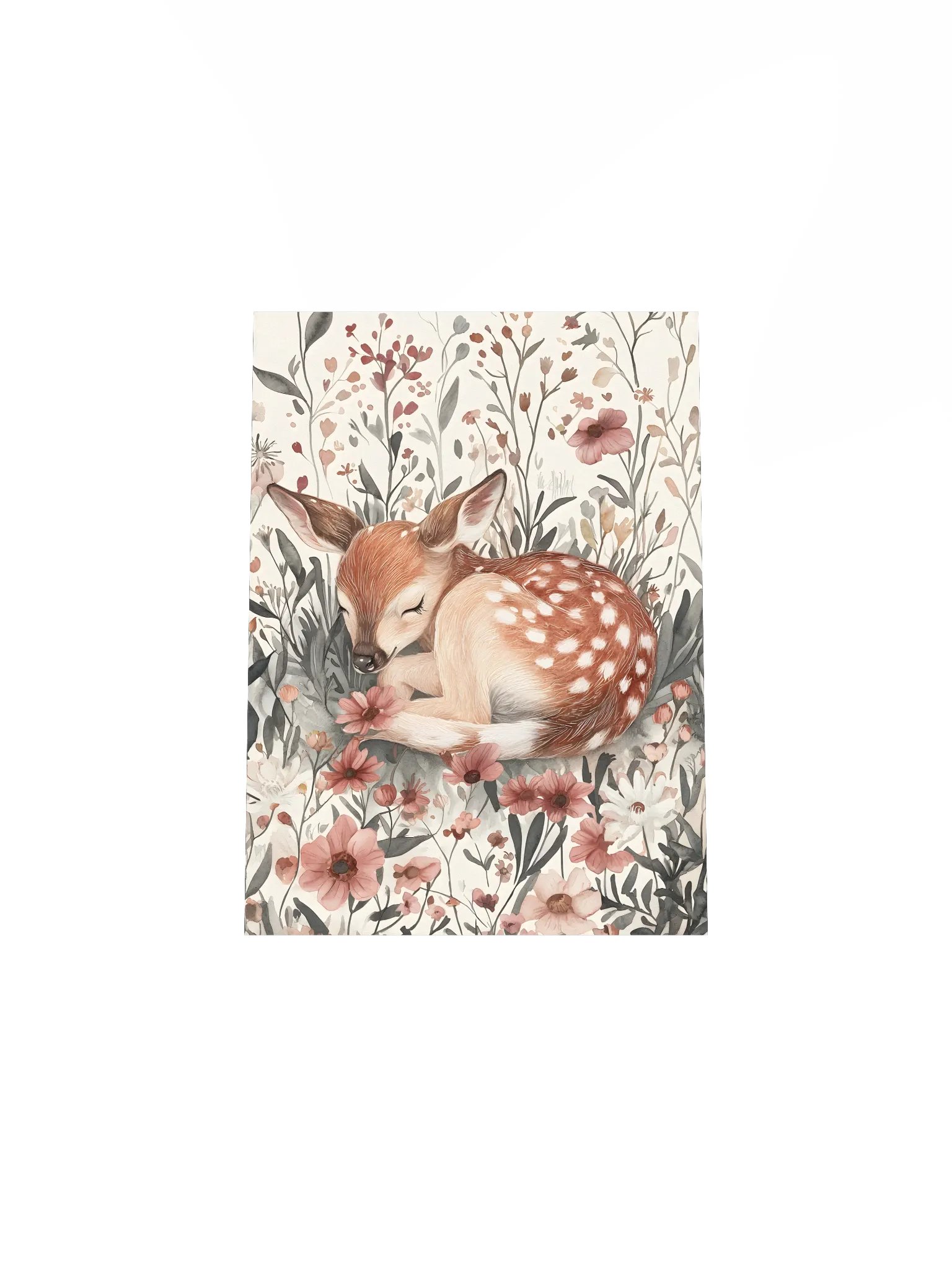 Woodland Deer Sleeping in Pink Florals product image (5)