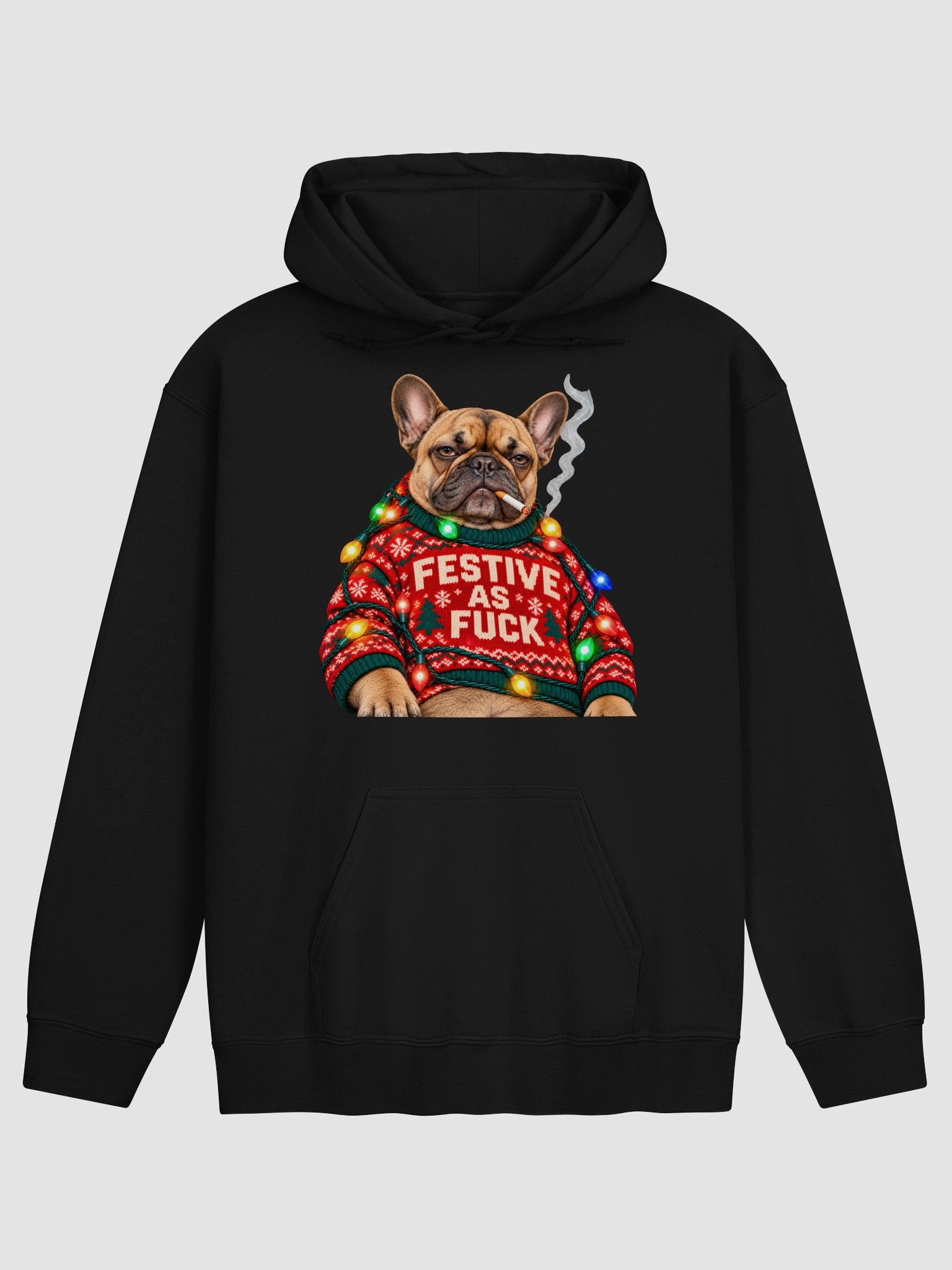 Festive AF French Bulldog Hoodie - Funny Ugly Christmas Sweater Frenchie Dog Pullover product image (1)