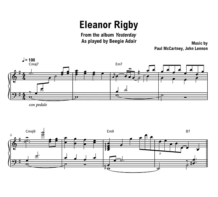 Beegie Adair - Eleanor Rigby - Sheet music (PDF) product image (1)