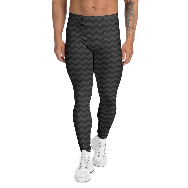 Black Chevron Zigzag Print Men’s Leggings product image (1)