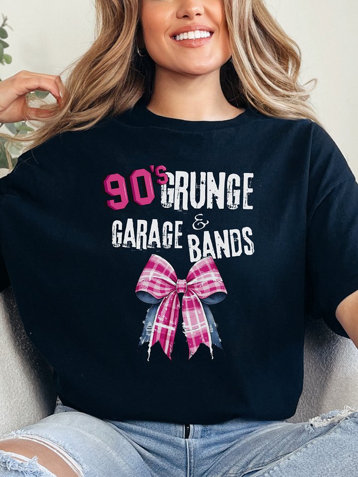 90's Tee For Women | Grunge & Garage Bands | Pink Plaid Coquette T-Shirt product image (1)