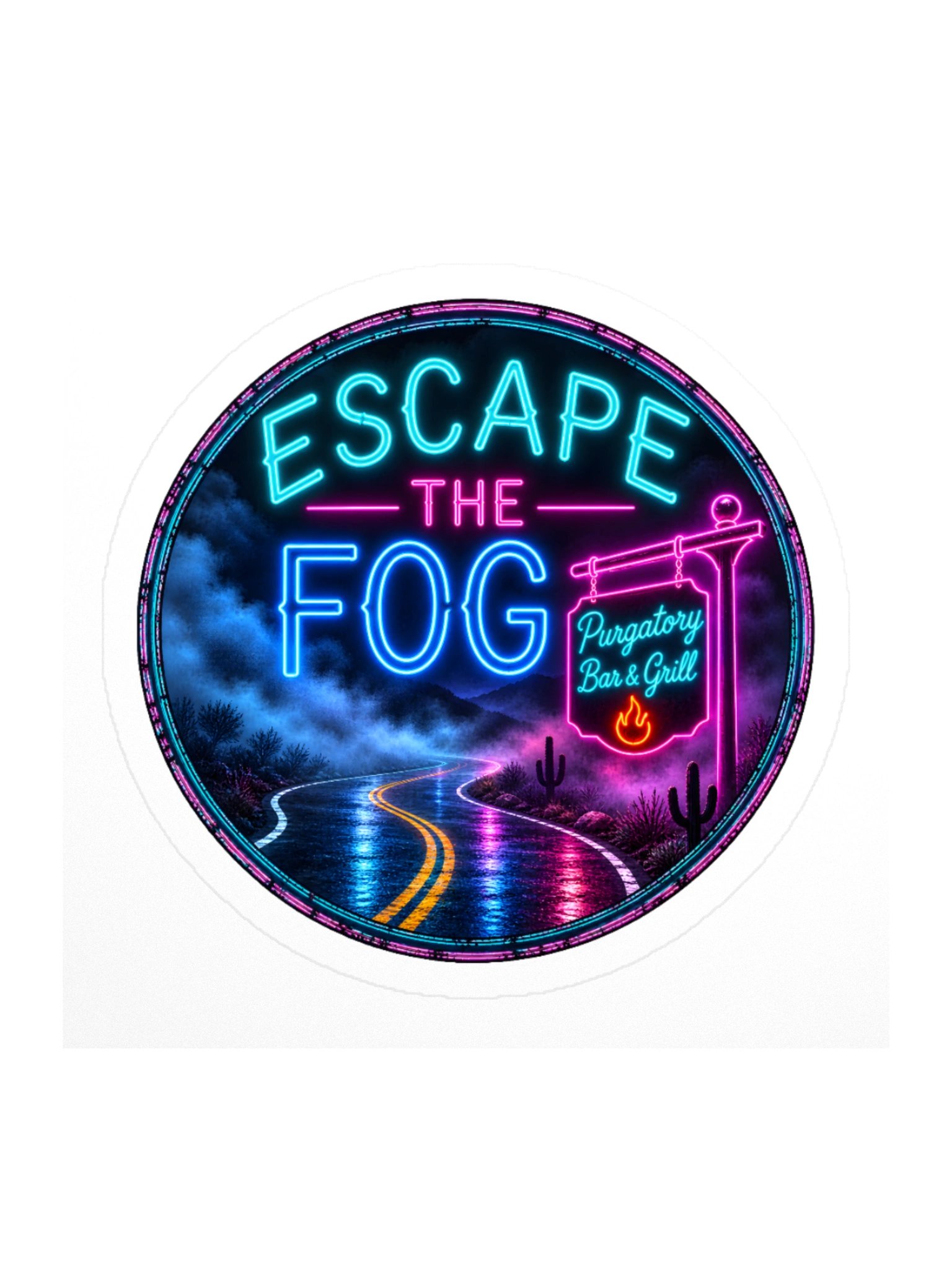 Escape the Fog Neon Kiss Cut Sticker product image (2)