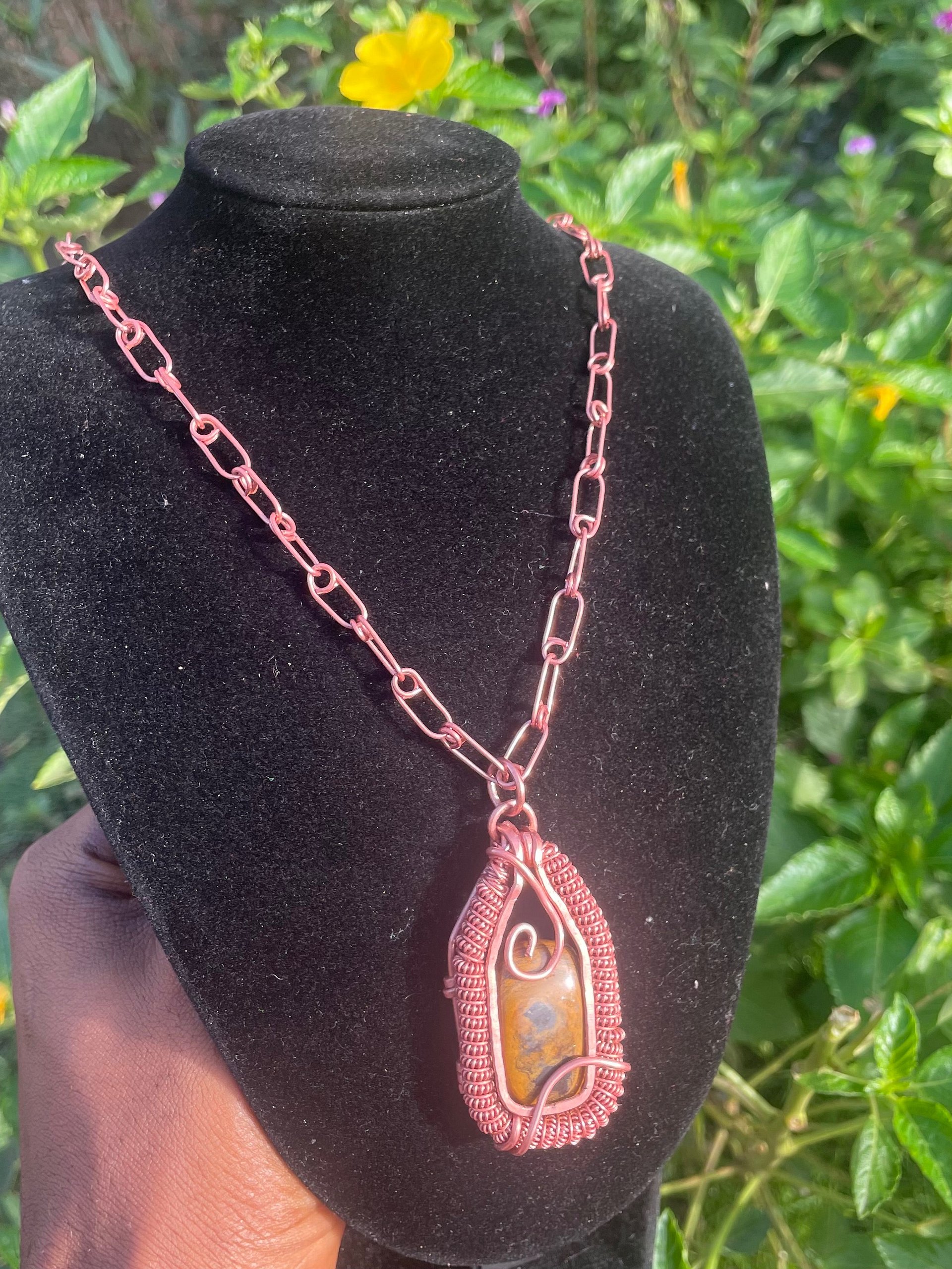 Handcrafted Tiger eye Copper Wire-Wrapped Necklace product image (4)