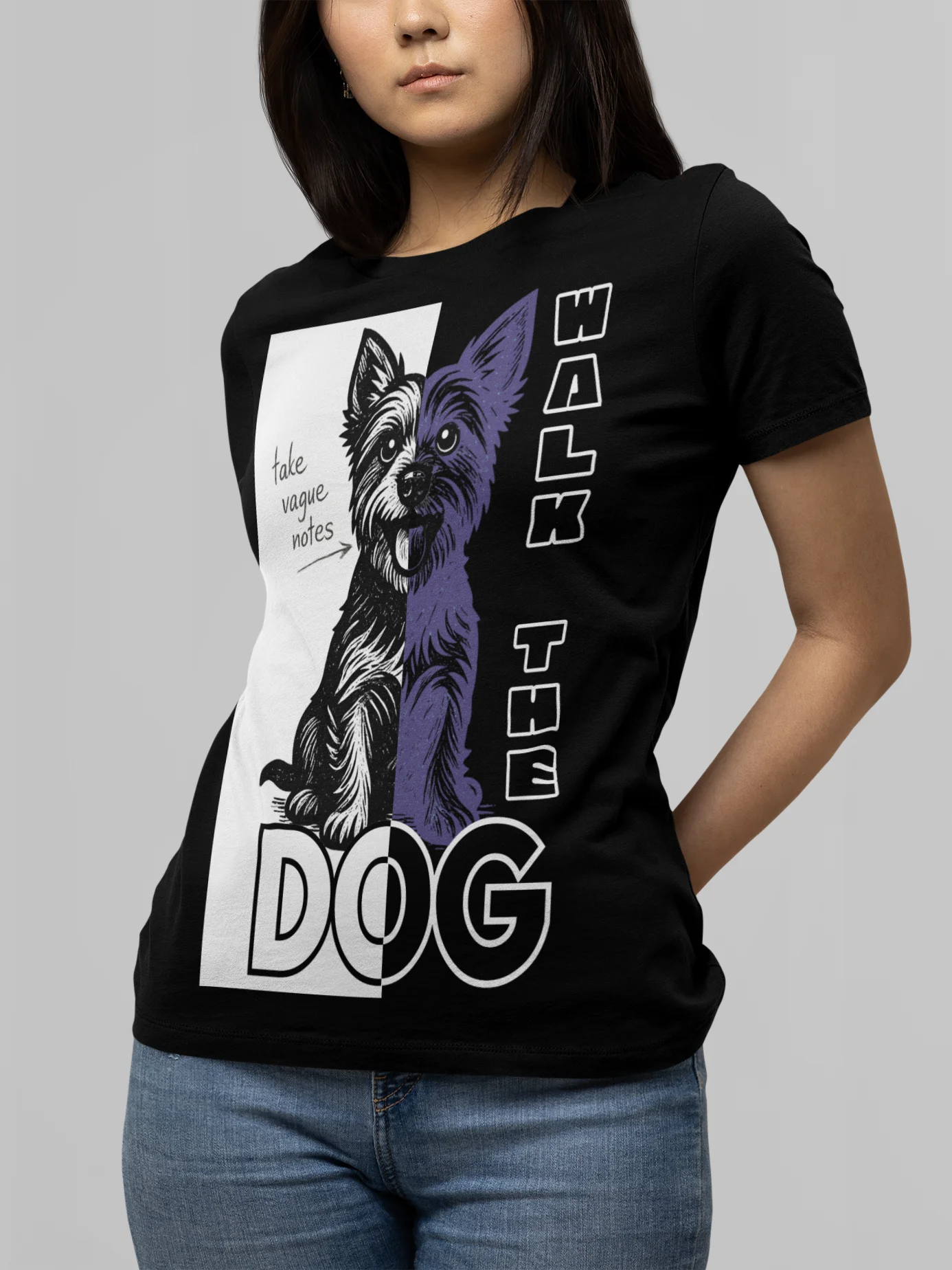 Walk the Dog Linocut Style T-Shirt product image (6)